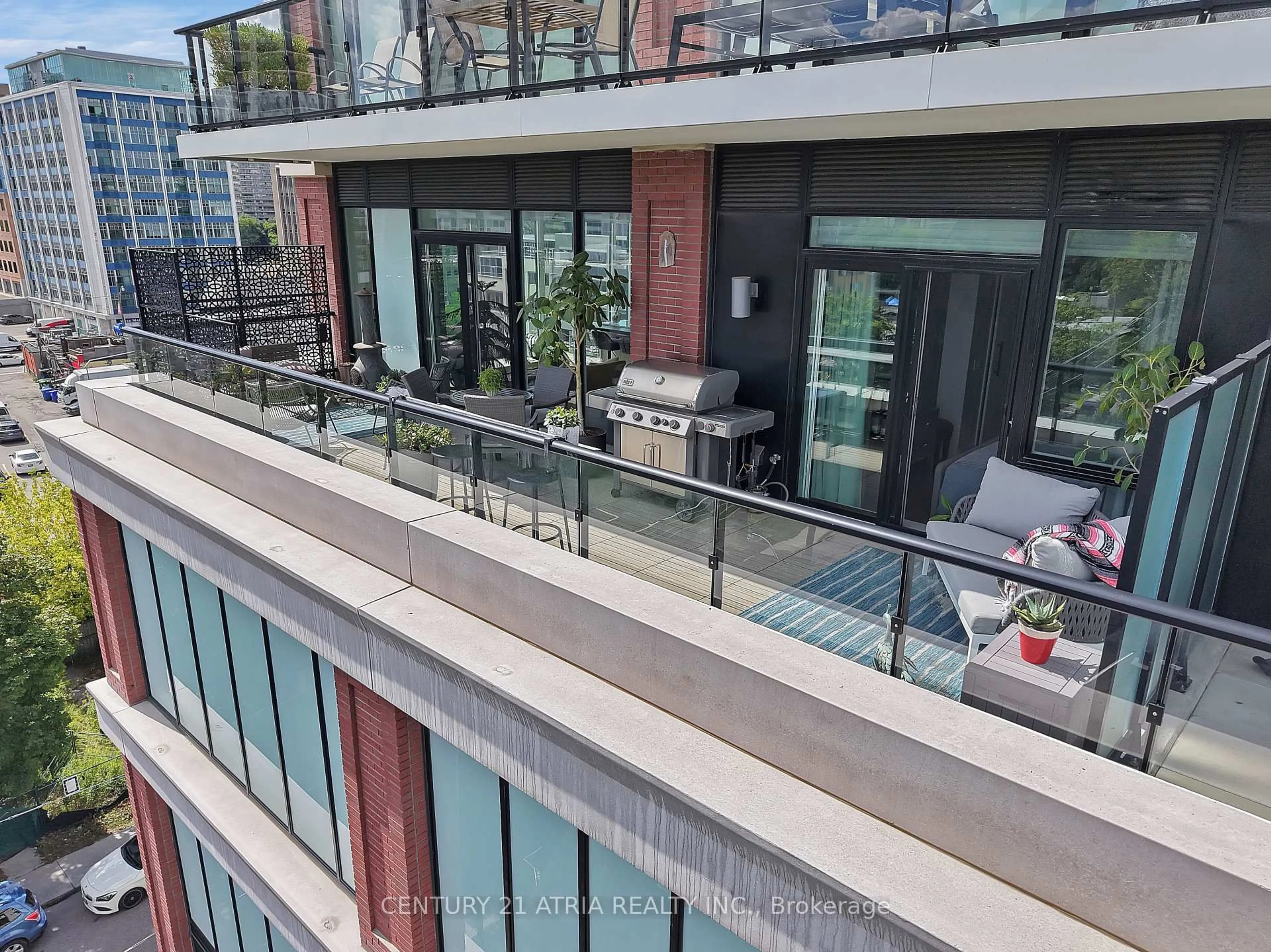 Balcony in the apartment, city buildings view from balcony for 1 Belsize Dr #511, Toronto Ontario M4S 0B9