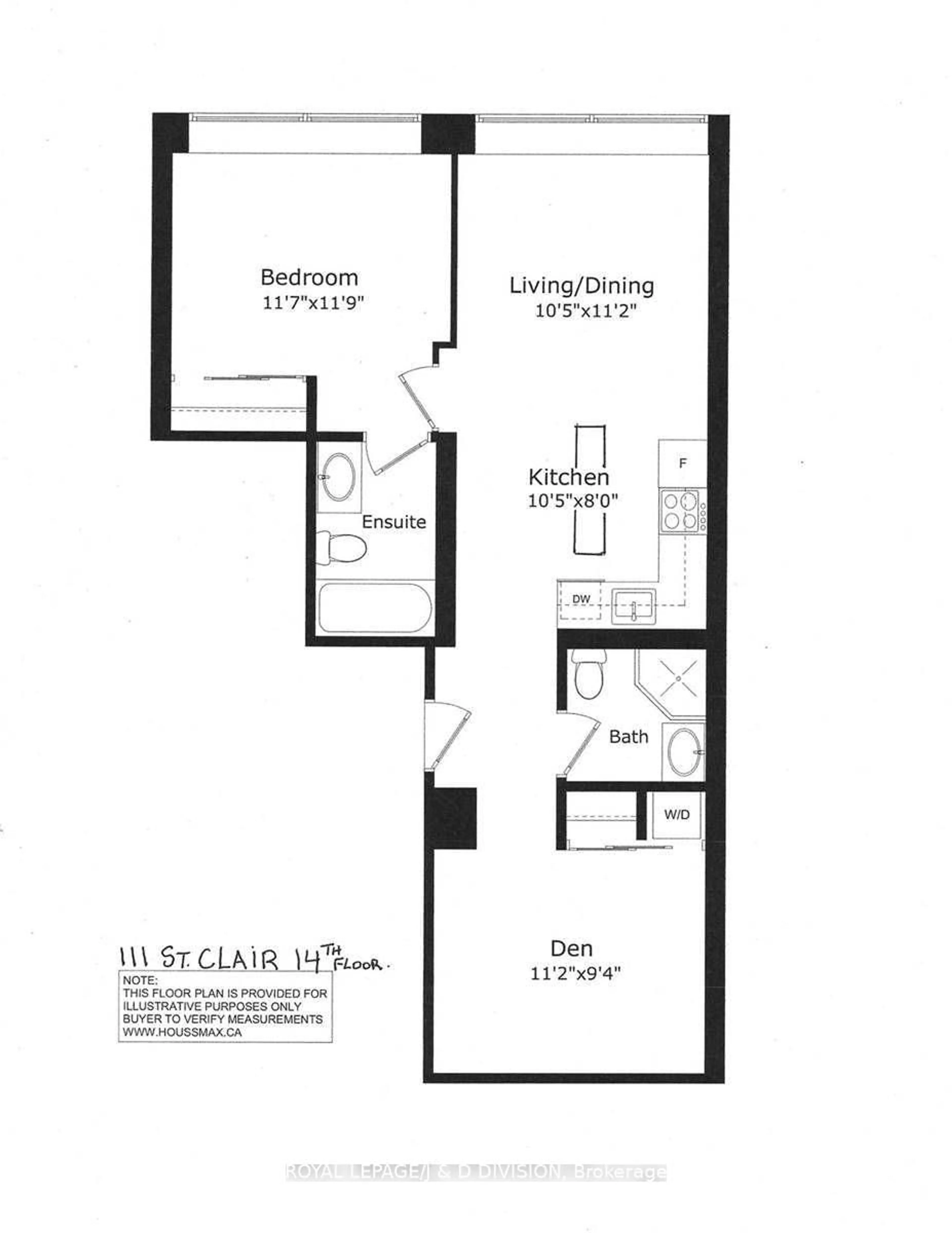 Floor plan for 111 St Clair Ave #1408, Toronto Ontario M4V 1N5