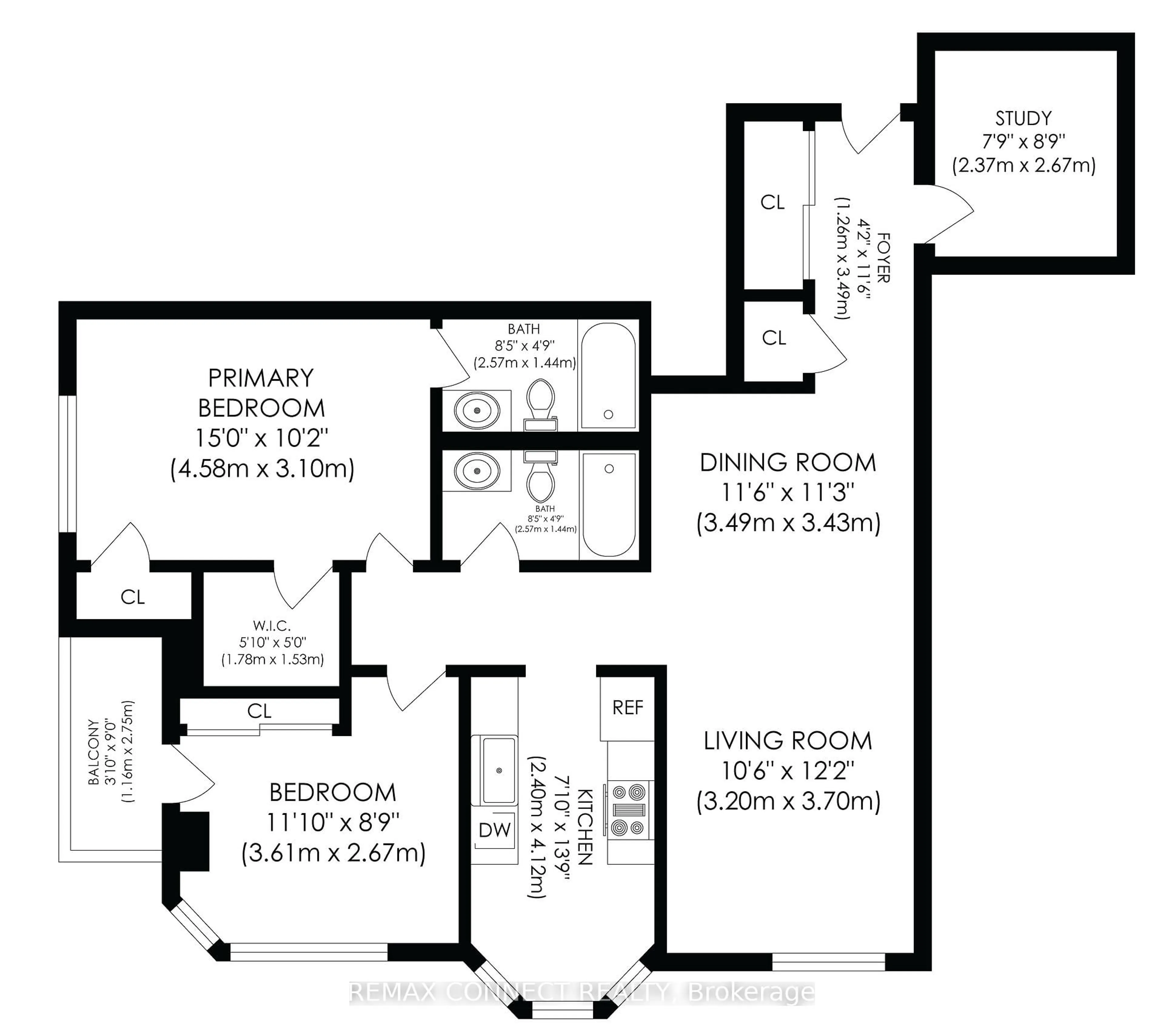 Floor plan for 35 Finch Ave #2010, Toronto Ontario M2N 6Z8