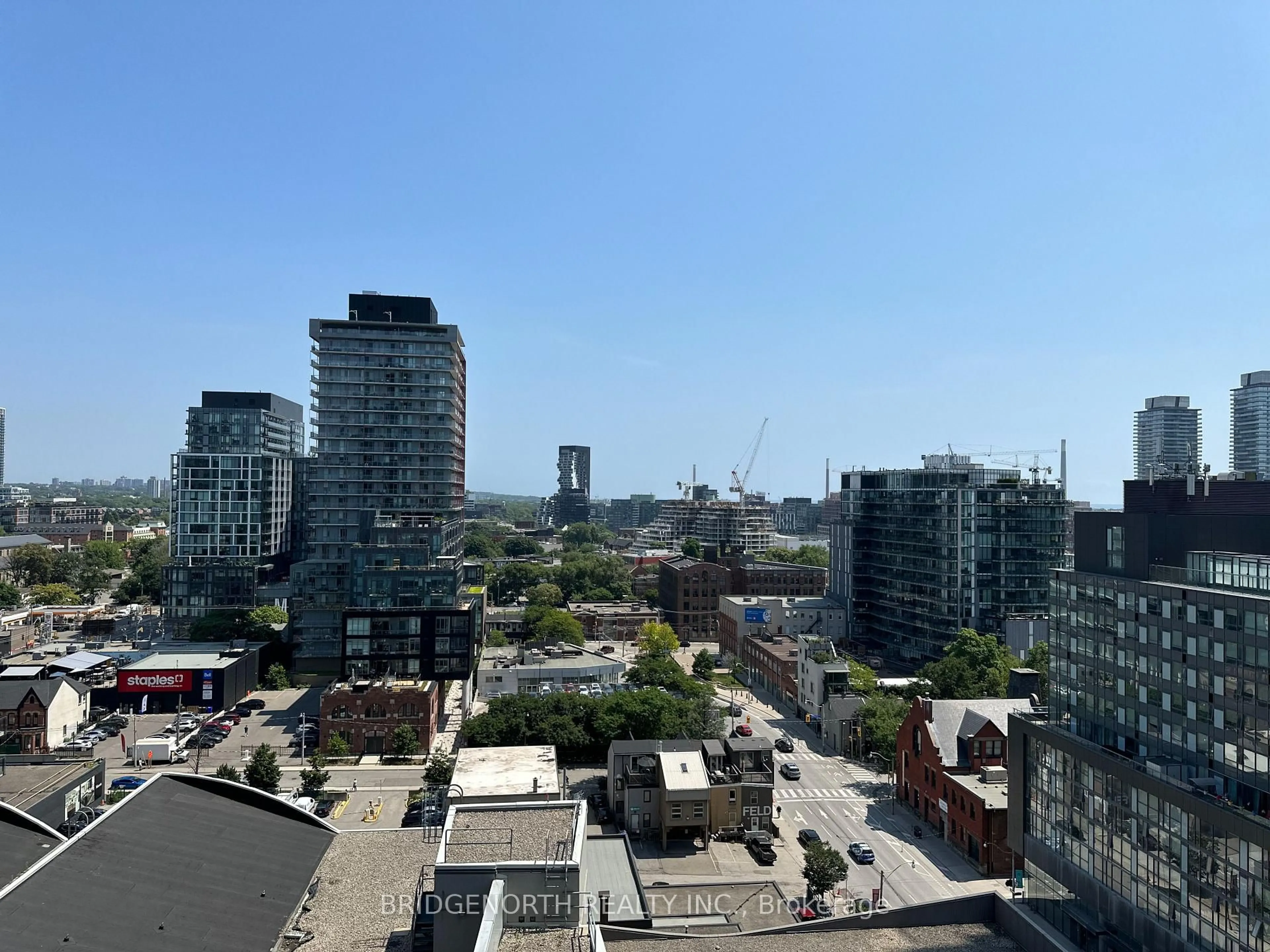 A pic from outside/outdoor area/front of a property/back of a property/a pic from drone, city buildings view from balcony for 460 Adelaide St #1726, Toronto Ontario M5A 1N6