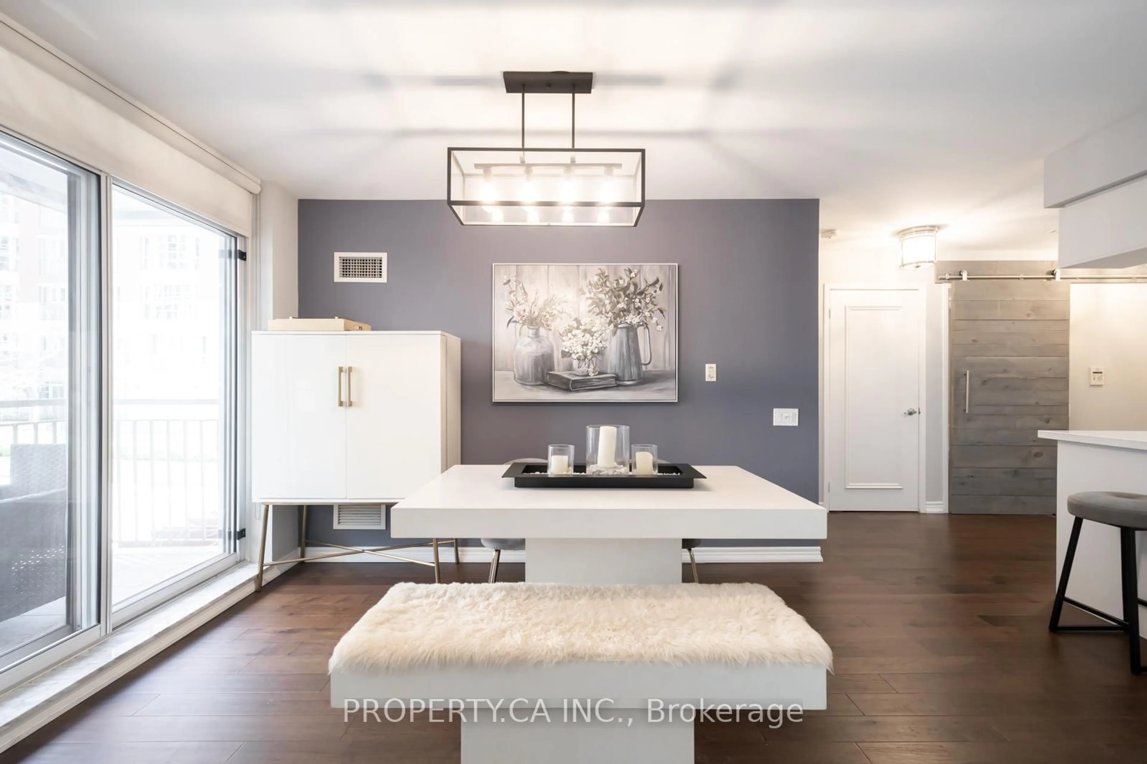 Dining room, wood/laminate floor for 60 St Clair Ave #202, Toronto Ontario M4V 1M1