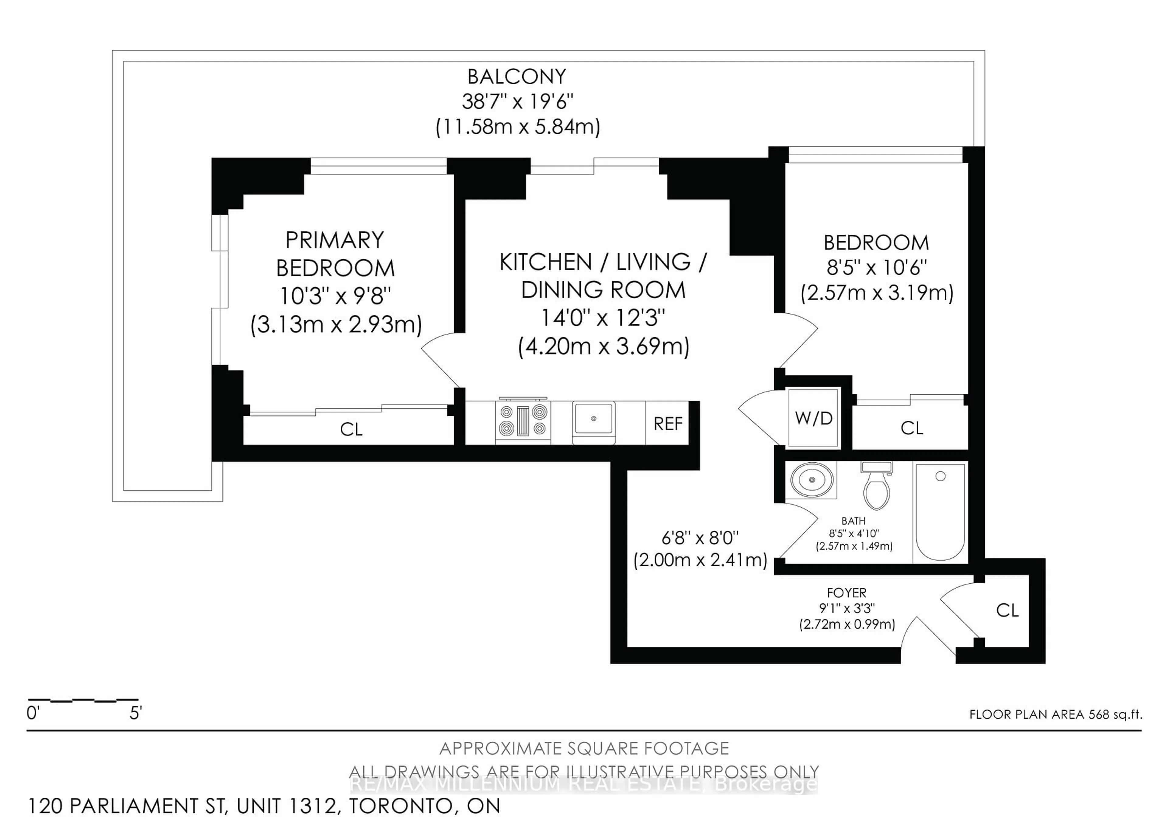Floor plan for 120 Parliament St #1312, Toronto Ontario M5A 2Y8