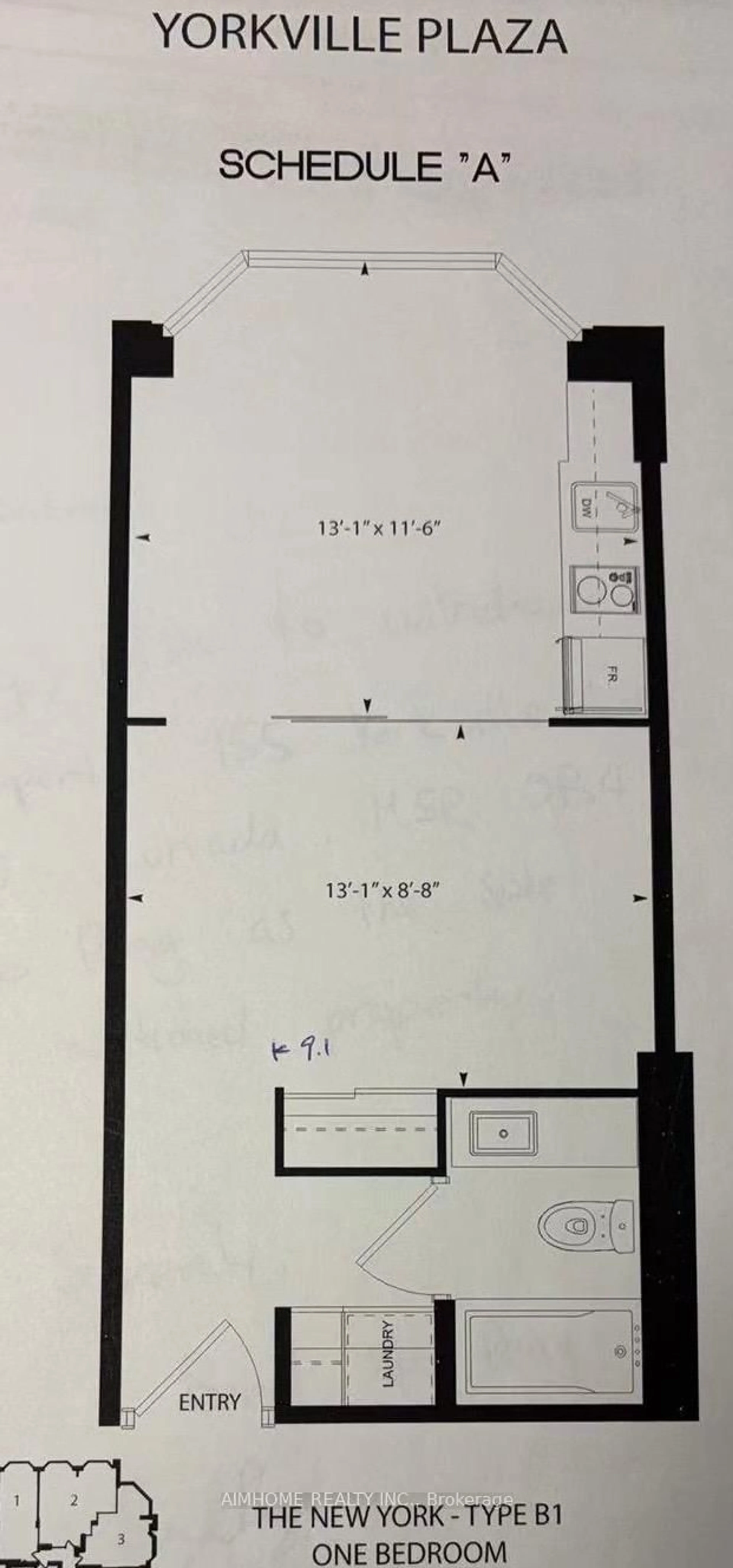 Floor plan for 155 Yorkville Ave #805, Toronto Ontario M5R 0B4