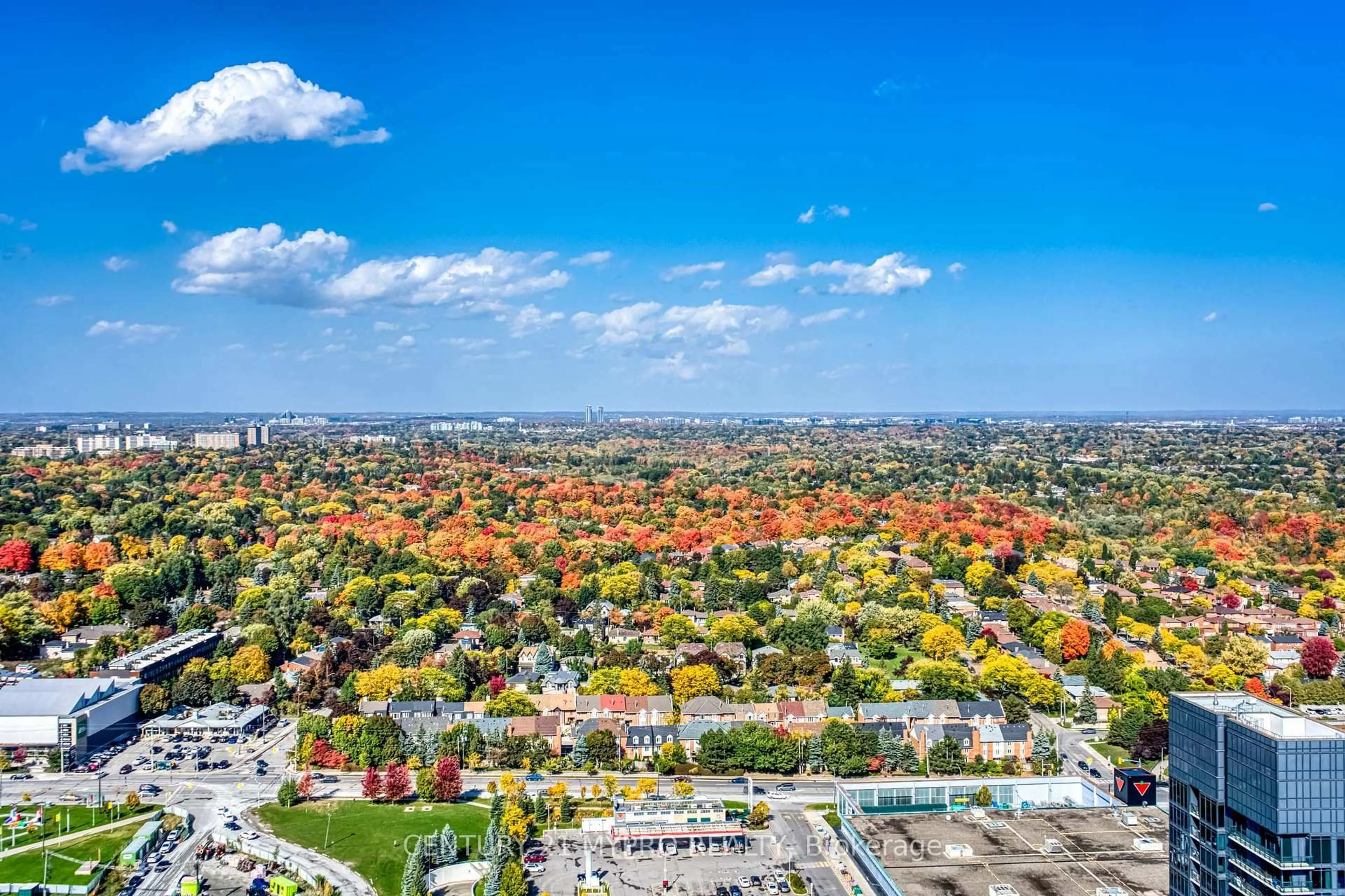 A pic from outside/outdoor area/front of a property/back of a property/a pic from drone, city buildings view from balcony for 95 McMahon Dr #3907, Toronto Ontario M2K 0H1