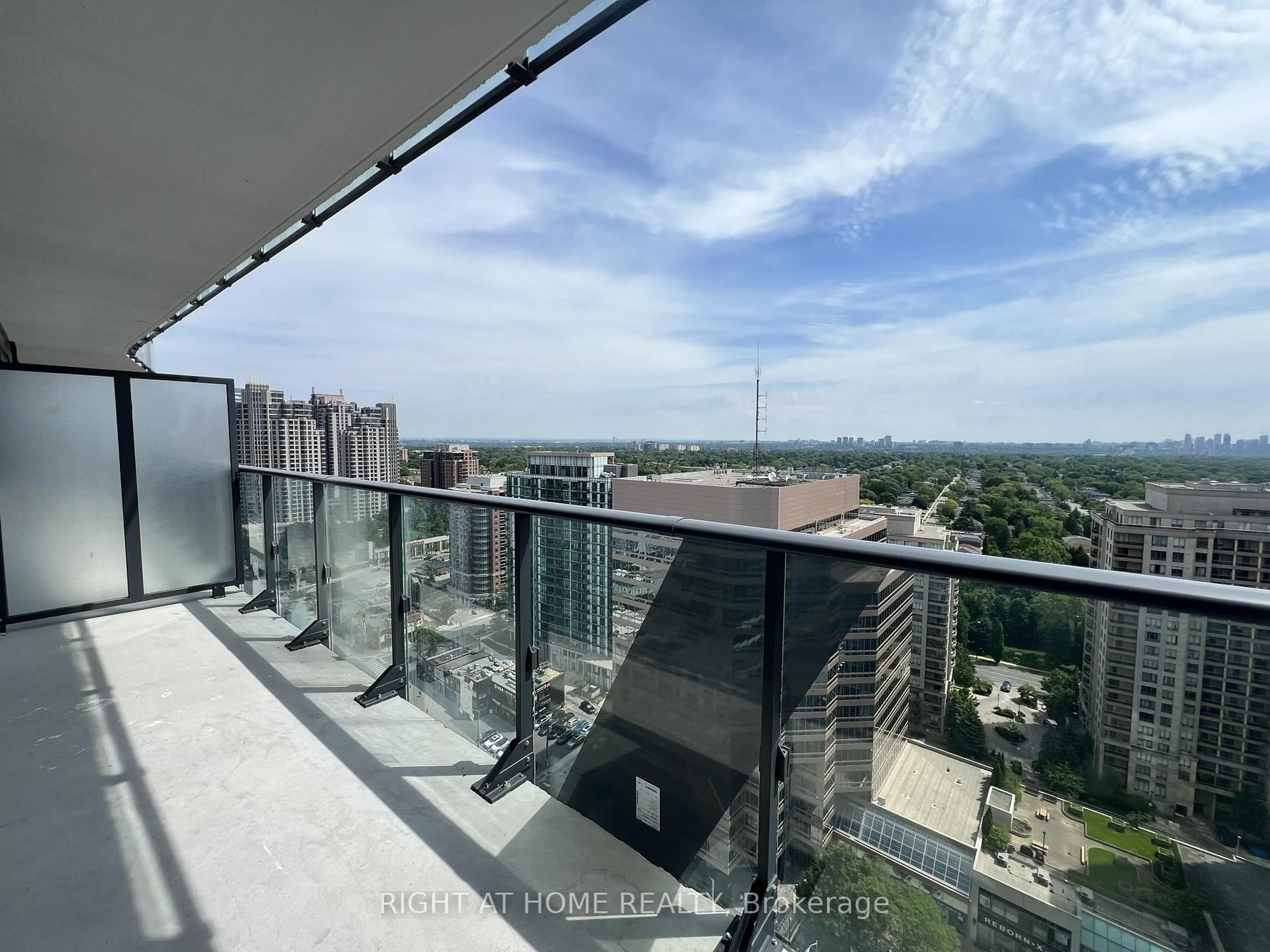 Balcony in the apartment, city buildings view from balcony for 15 Ellerslie Ave #2301, Toronto Ontario M2N 0L7