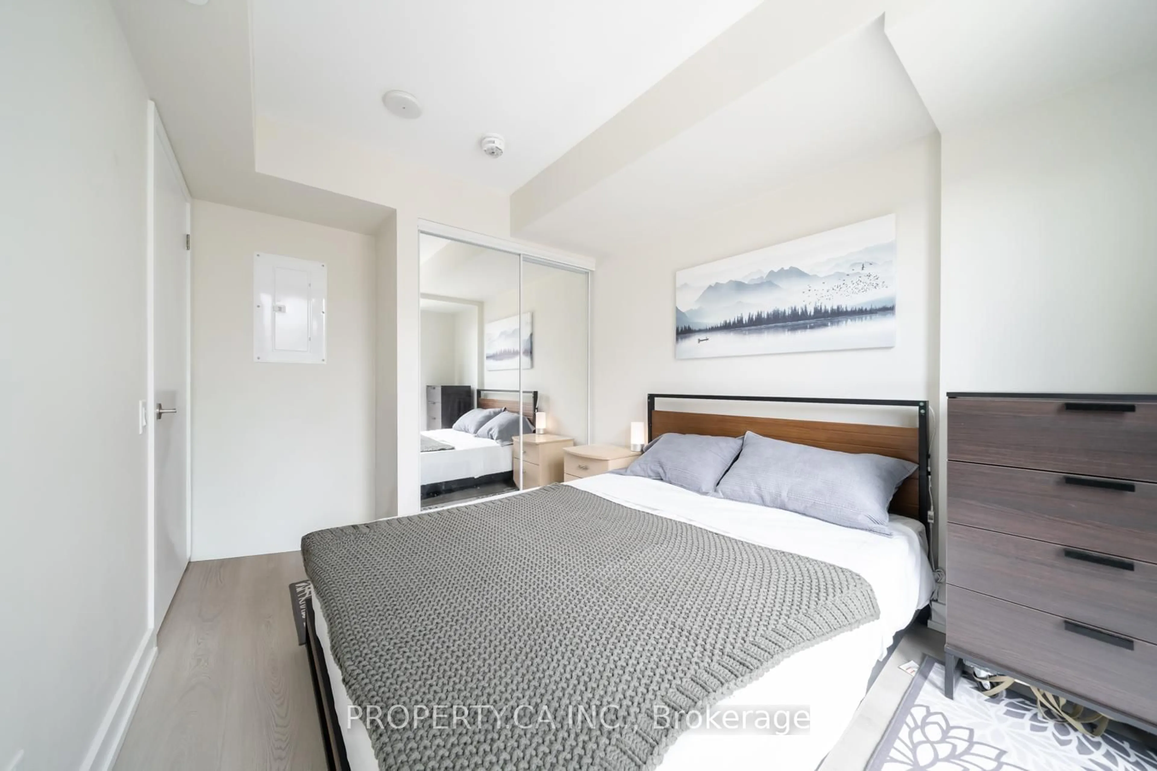 Bedroom with bed, unknown for 38 Monte Kwinter Crt #606, Toronto Ontario M3H 0E2