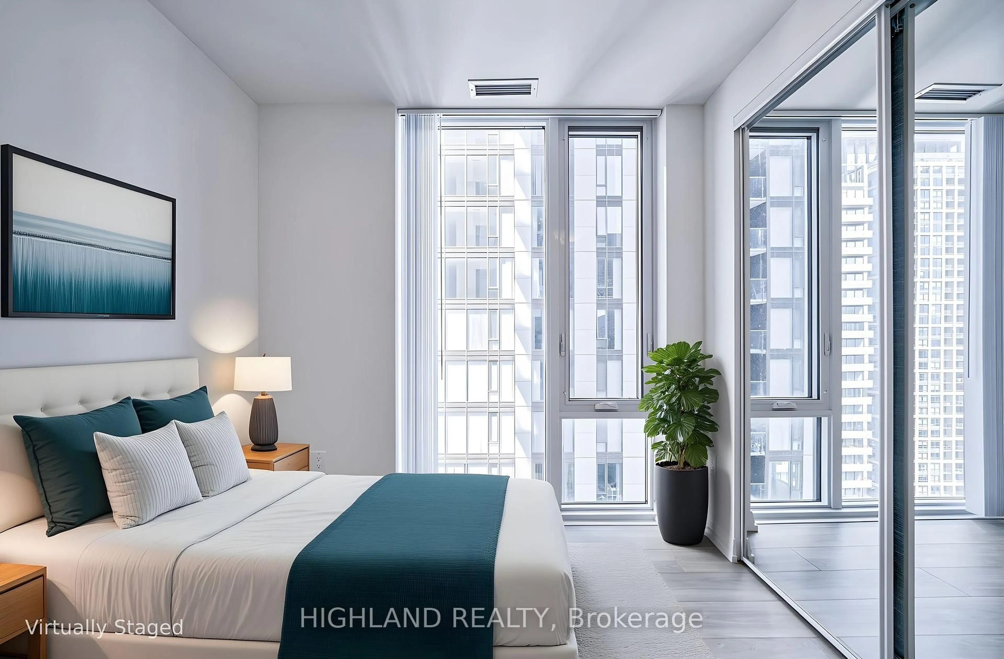Bedroom with bed, unknown for 8 Widmer St #3605, Toronto Ontario M5V 0W6