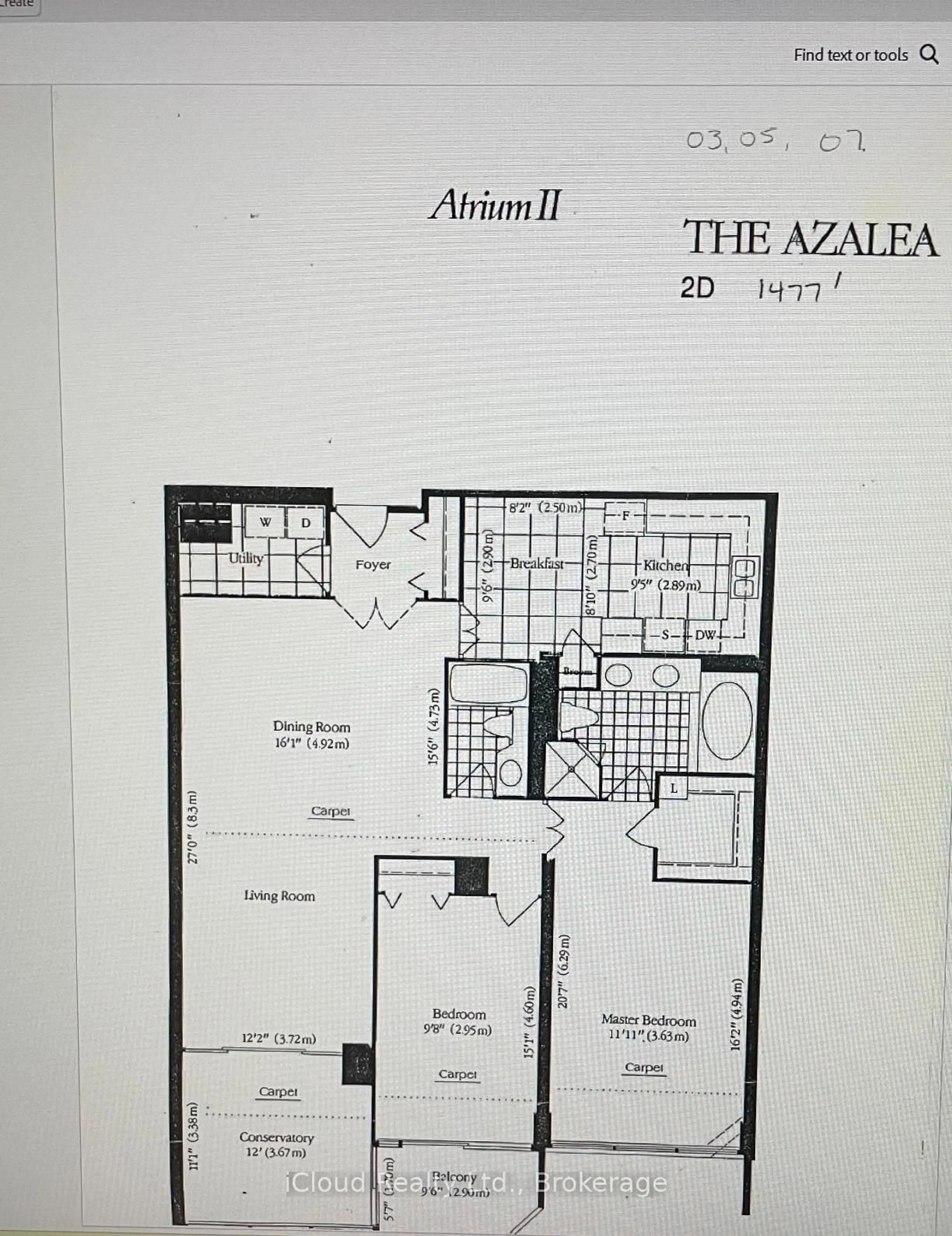 Floor plan for 65 Spring Garden Ave #1403, Toronto Ontario M2N 6H9
