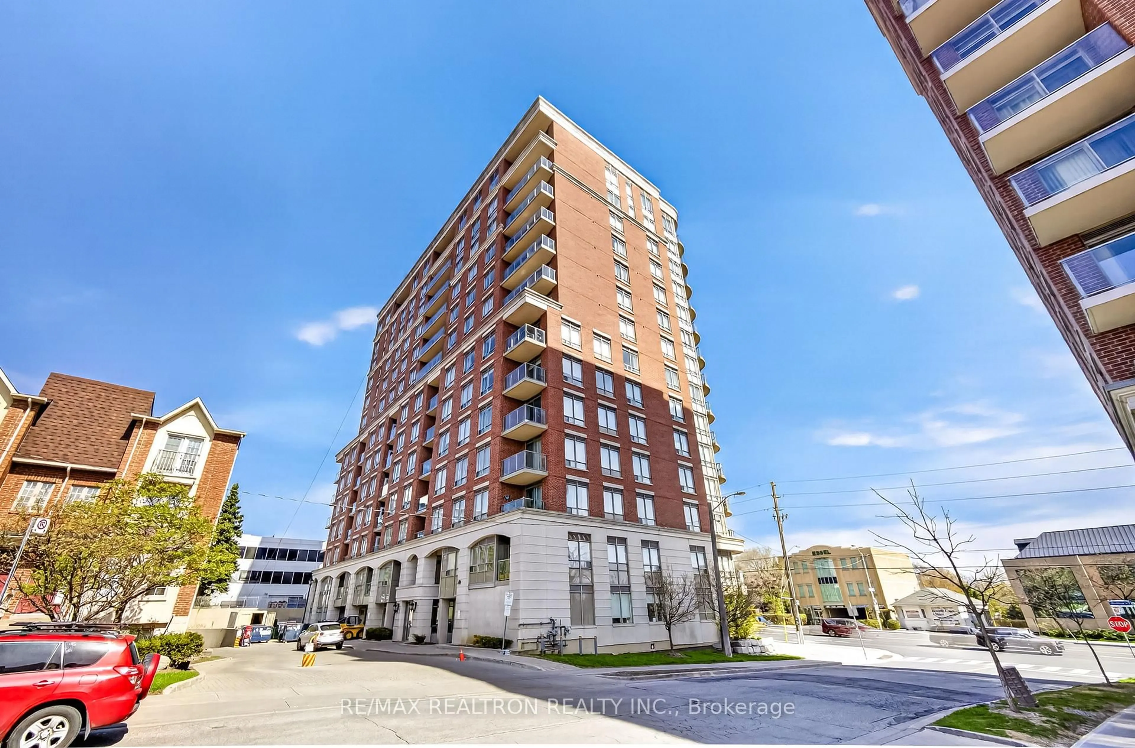 A pic from outside/outdoor area/front of a property/back of a property/a pic from drone, building for 1 Clairtrell Rd #205, Toronto Ontario M2N 7H5