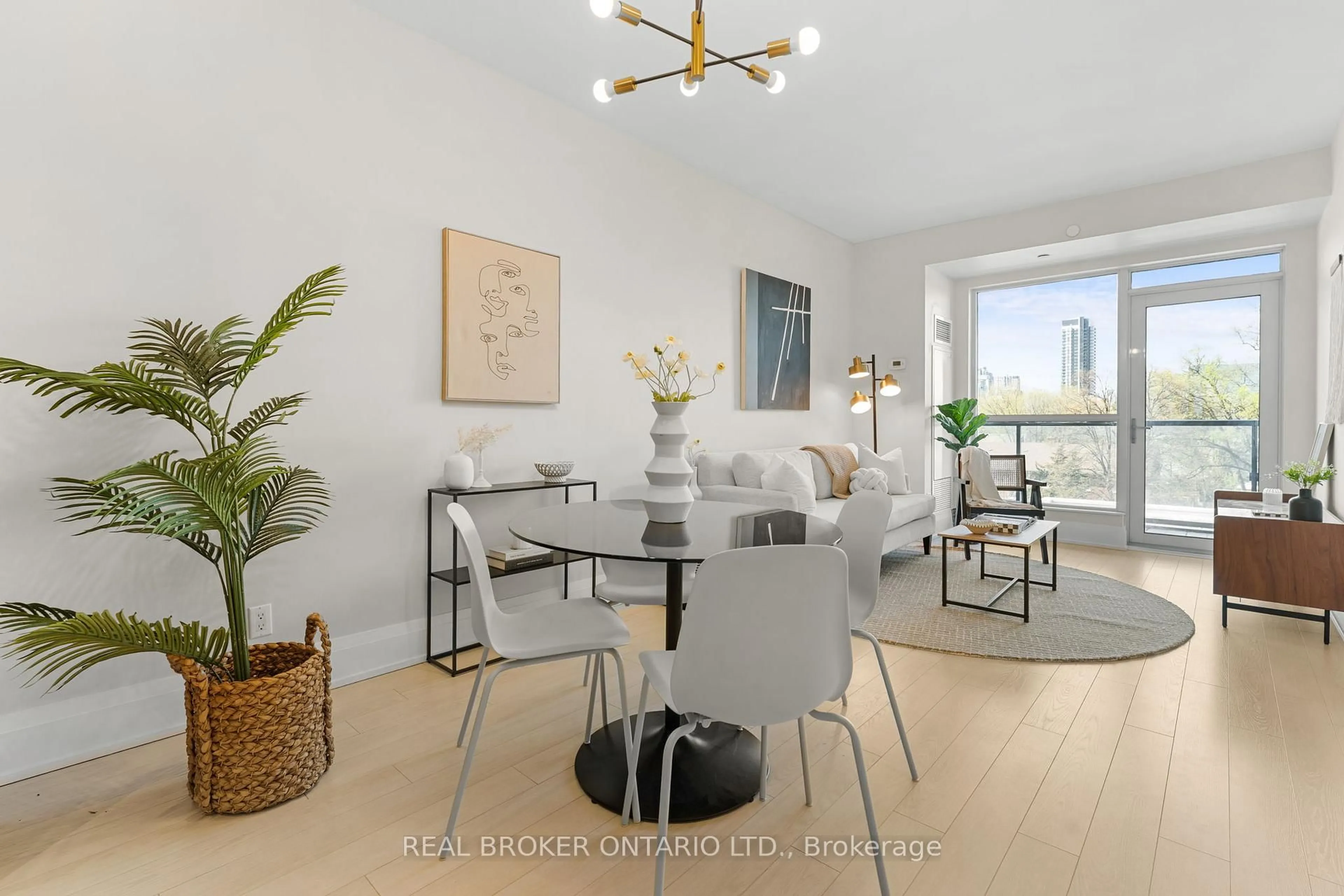 Living room with furniture, wood/laminate floor for 120 Harrison Garden Blvd #426, Toronto Ontario M2N 0H1