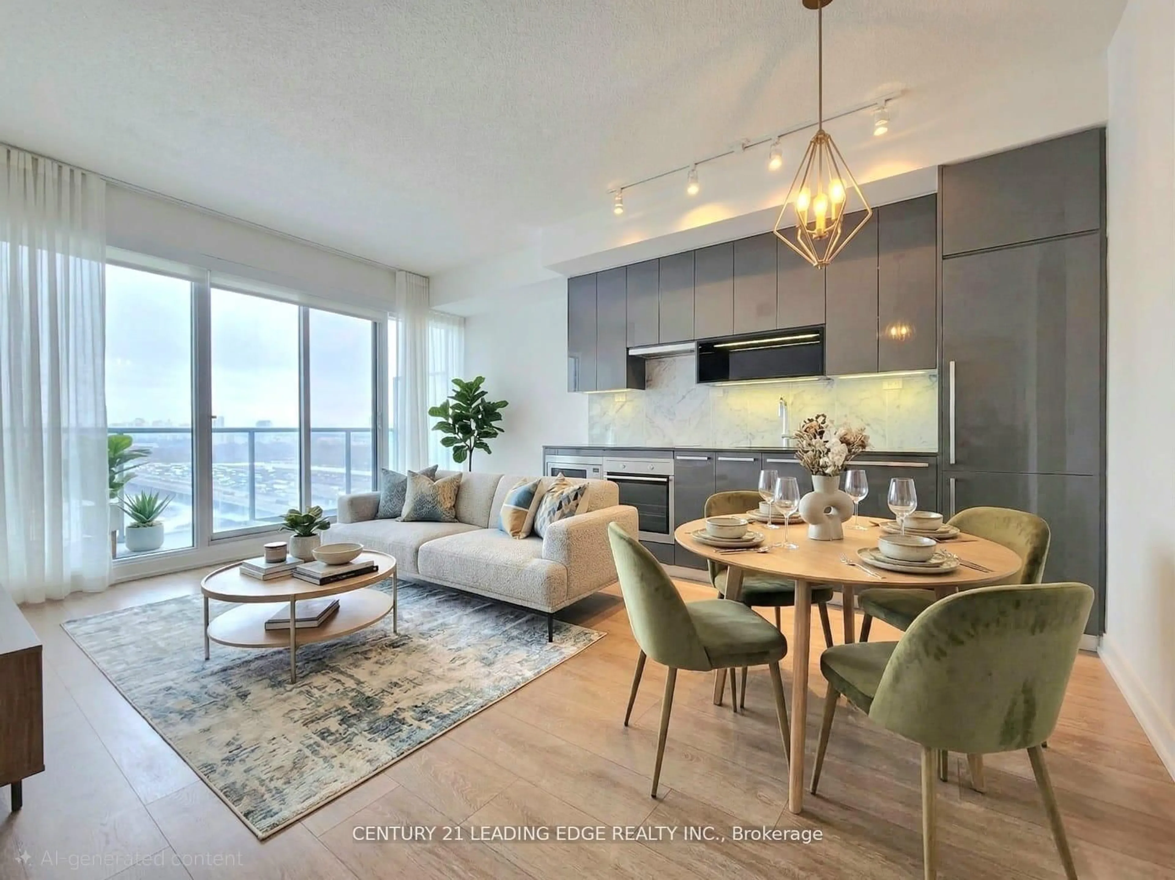 Living room with furniture, wood/laminate floor for 115 Mcmahon Dr #709, Toronto Ontario M2K 0E3