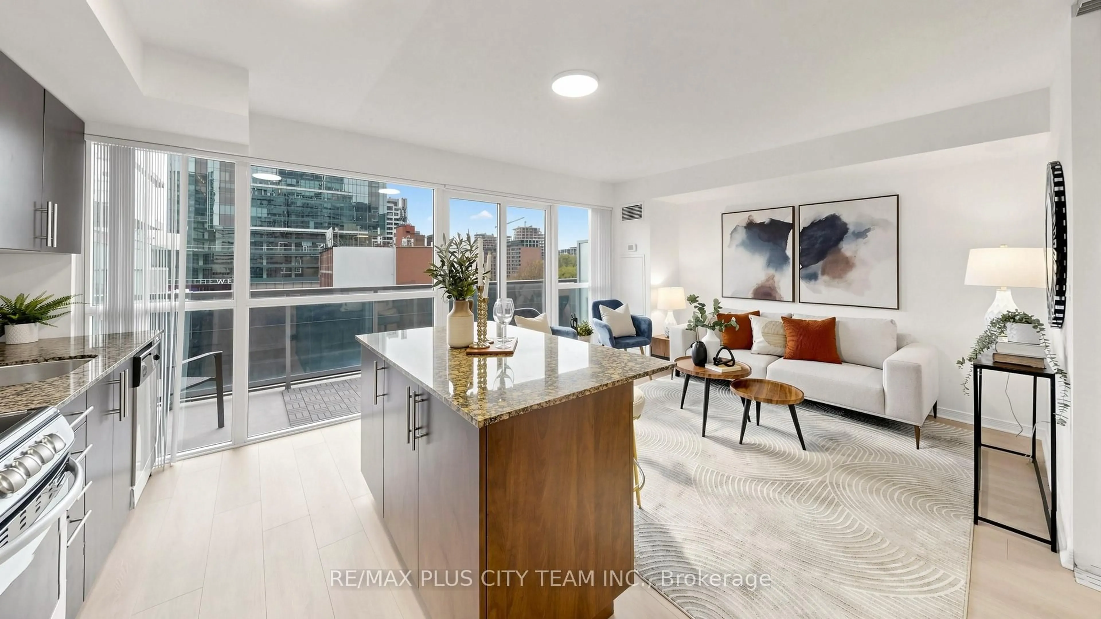 Open concept kitchen, ceramic/tile floor for 352 Front St #513, Toronto Ontario M5V 0K3