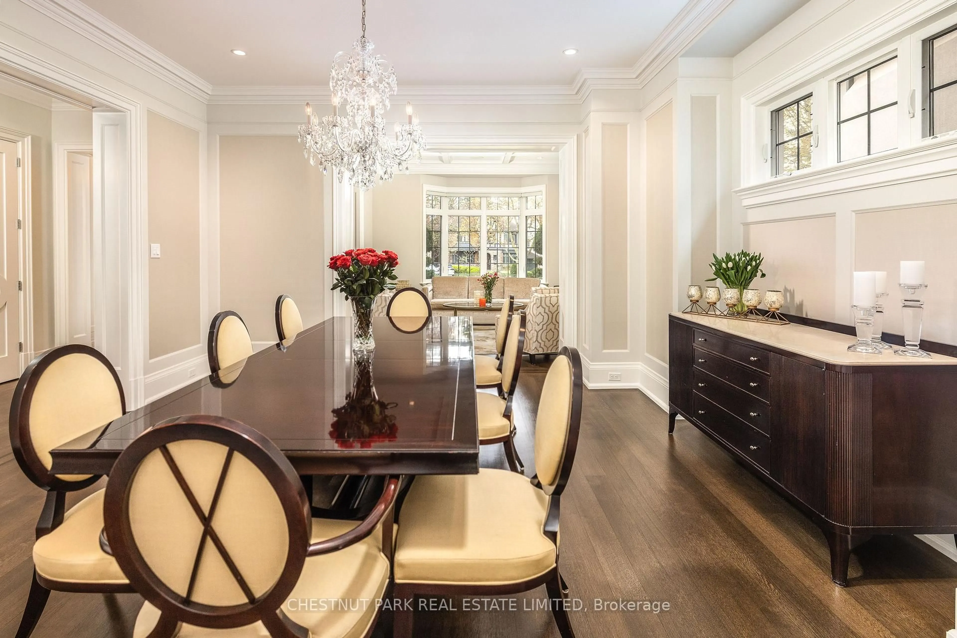 Dining room, wood/laminate floor for 23 Wanless Cres, Toronto Ontario M4N 3B6