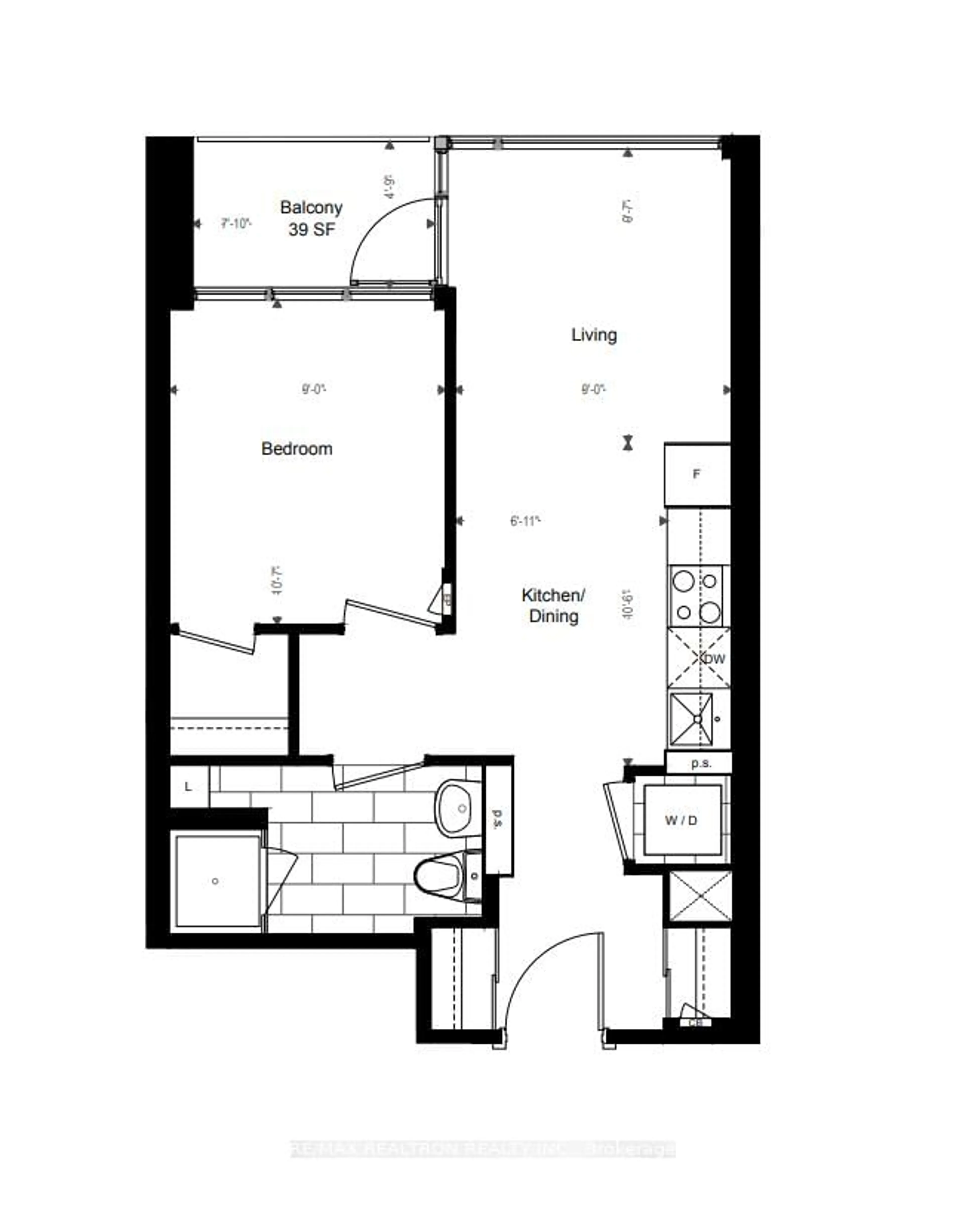 Floor plan for 70 Princess St #808, Toronto Ontario M5A 0X6