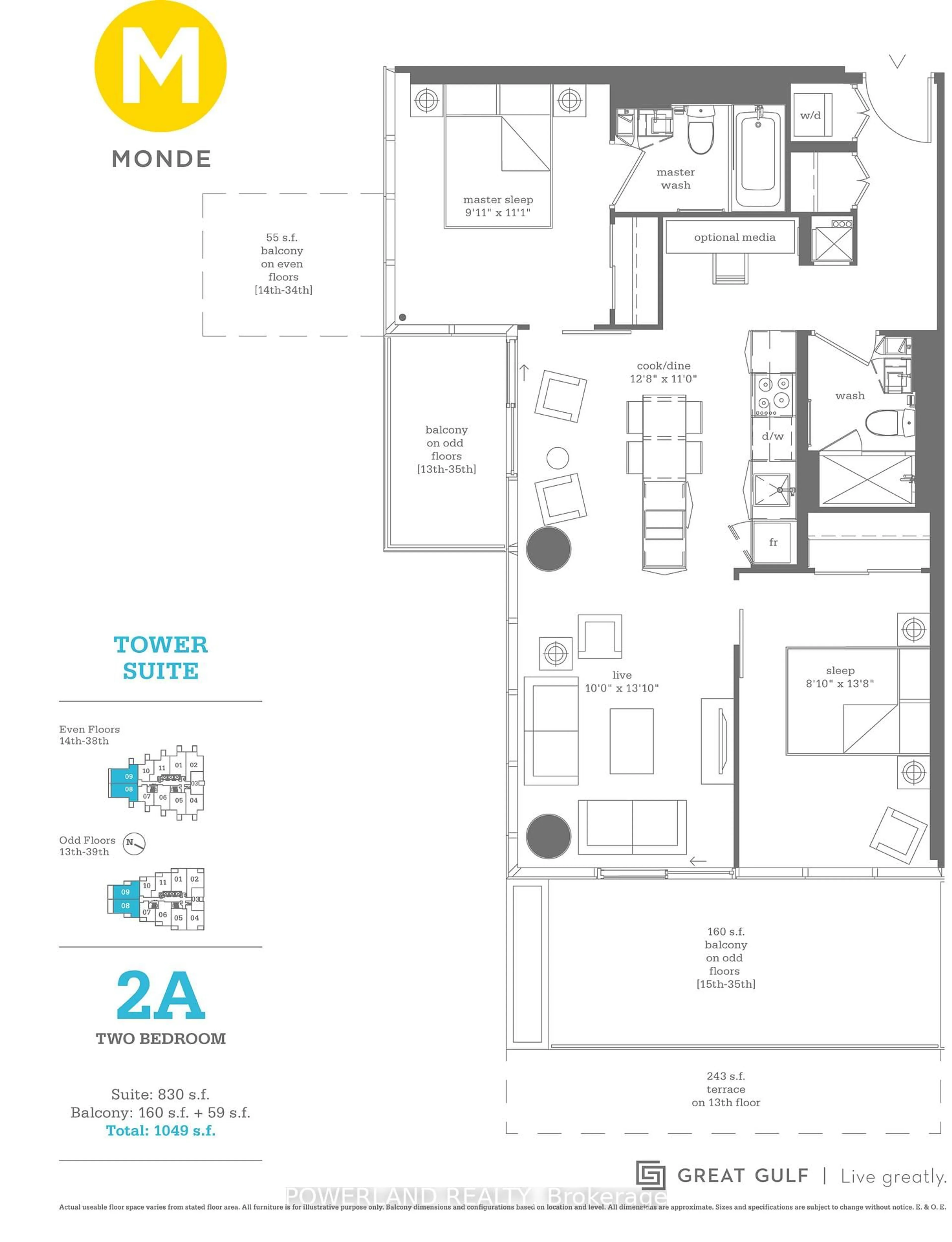 Floor plan for 16 Bonnycastle St #1308, Toronto Ontario M5A 0C9