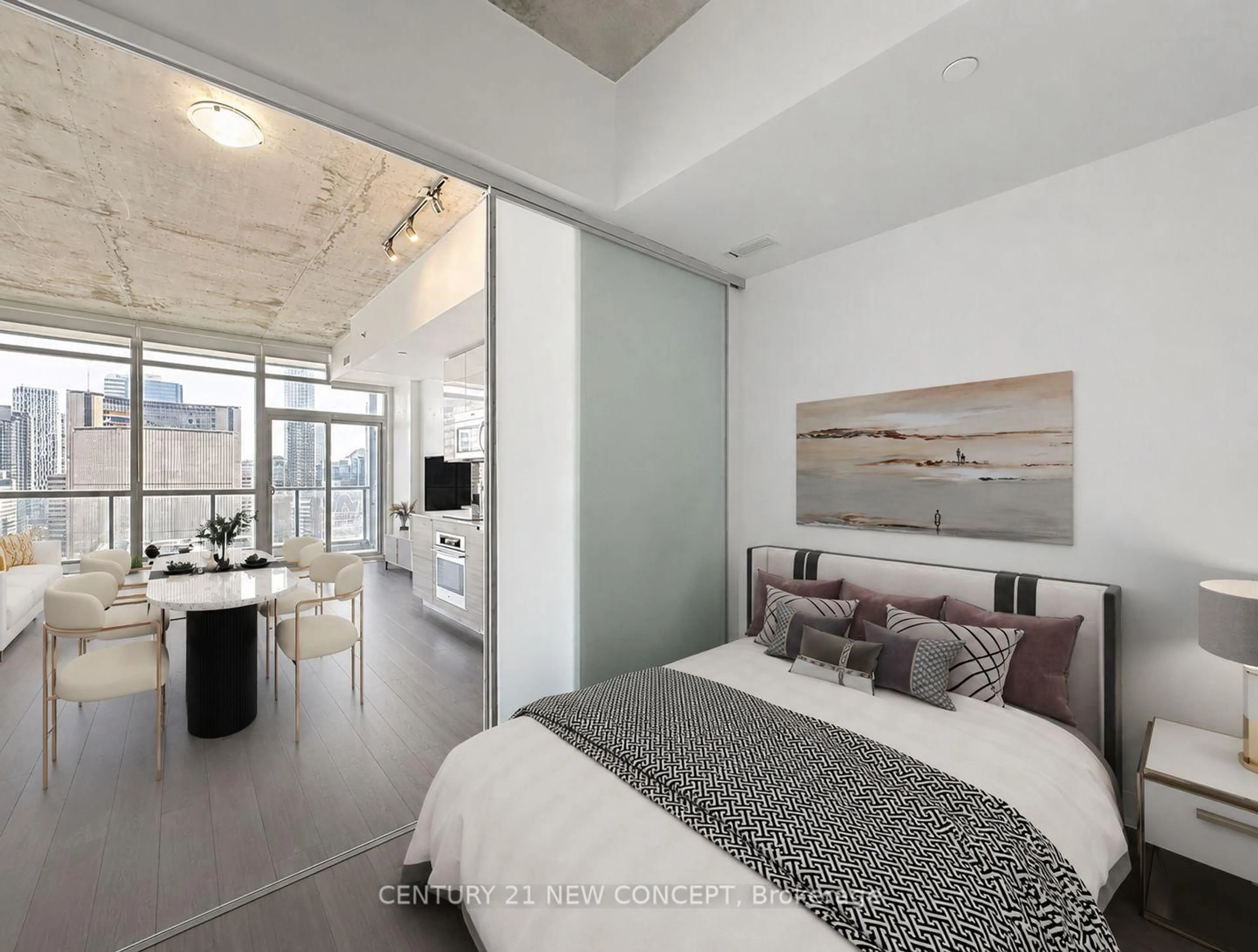 Bedroom with bed, unknown for 210 Simcoe St #1909, Toronto Ontario M5T 0A9
