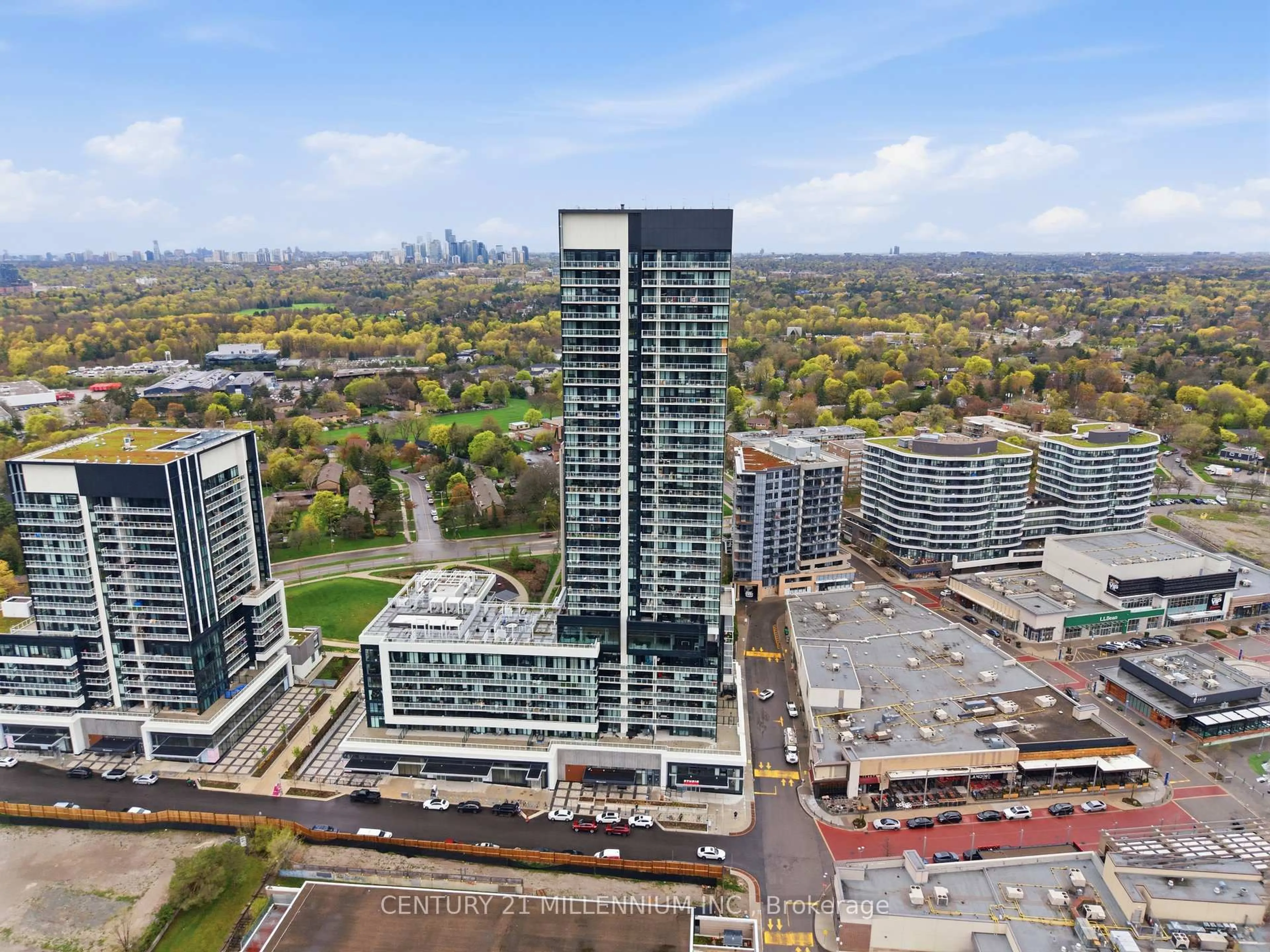 A pic from outside/outdoor area/front of a property/back of a property/a pic from drone, city buildings view from balcony for 50 O'Neill Rd #1603, Toronto Ontario M3C 0R1