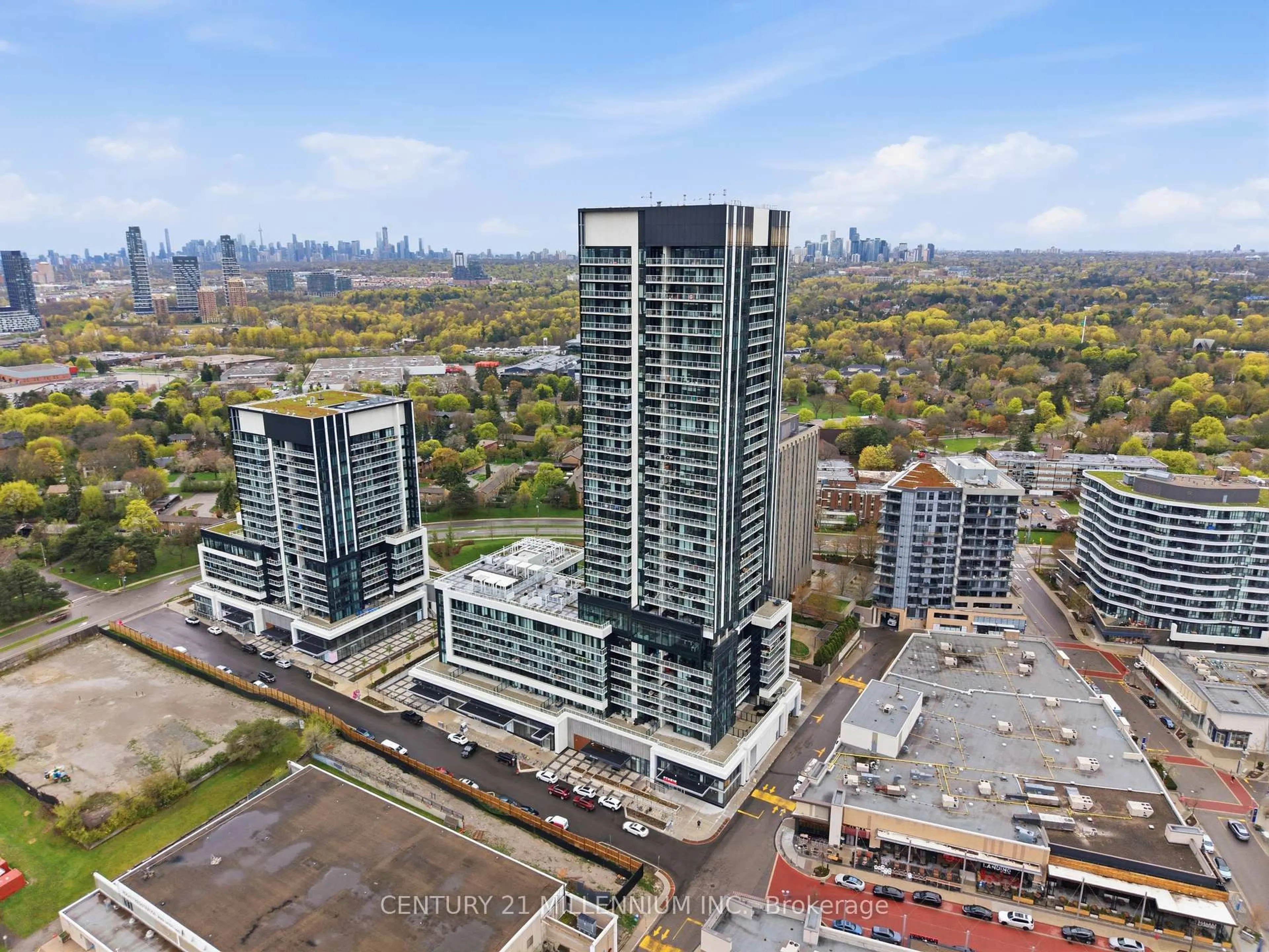 A pic from outside/outdoor area/front of a property/back of a property/a pic from drone, city buildings view from balcony for 50 O'Neill Rd #1603, Toronto Ontario M3C 0R1