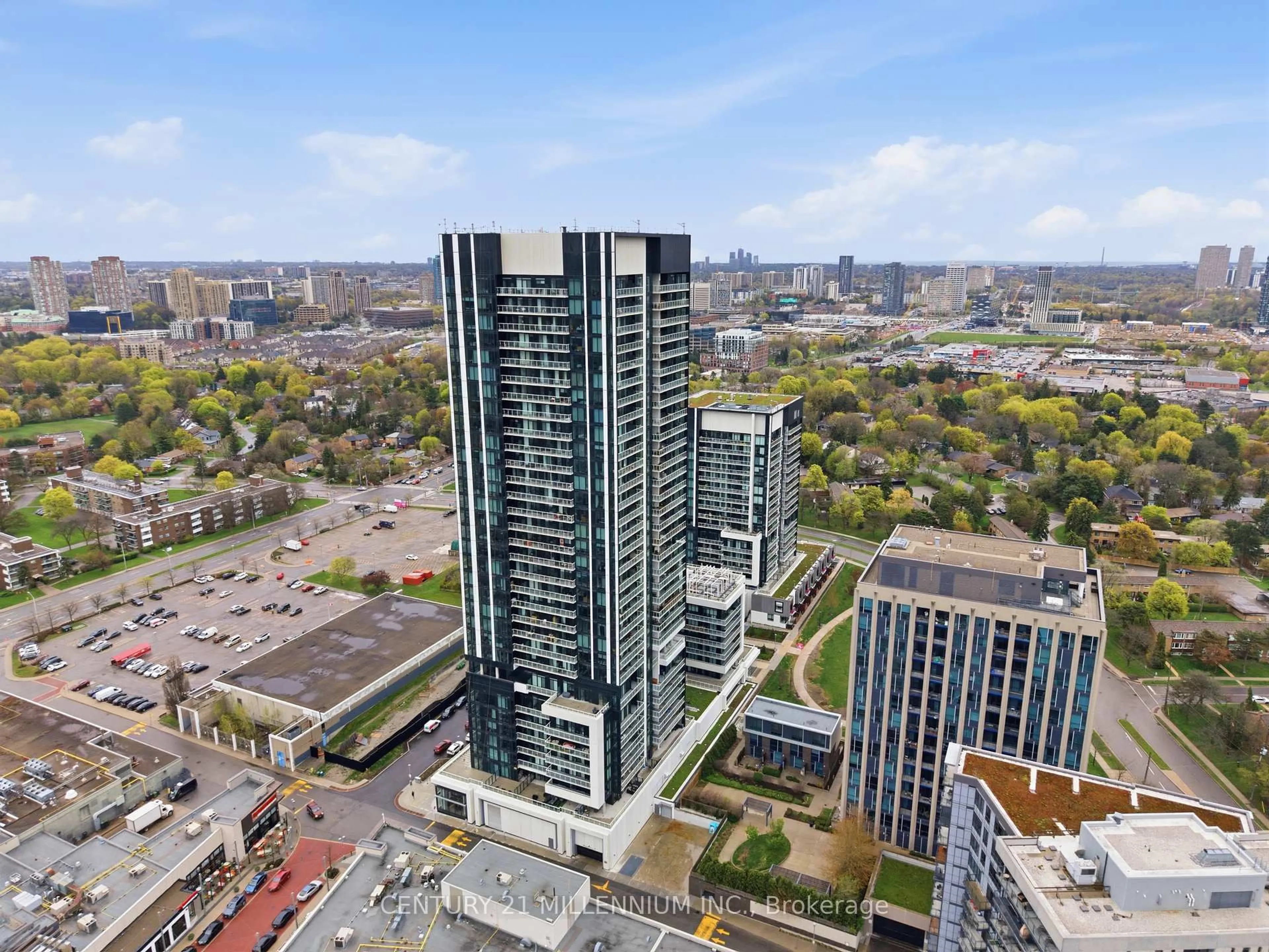 A pic from outside/outdoor area/front of a property/back of a property/a pic from drone, city buildings view from balcony for 50 O'Neill Rd #1603, Toronto Ontario M3C 0R1