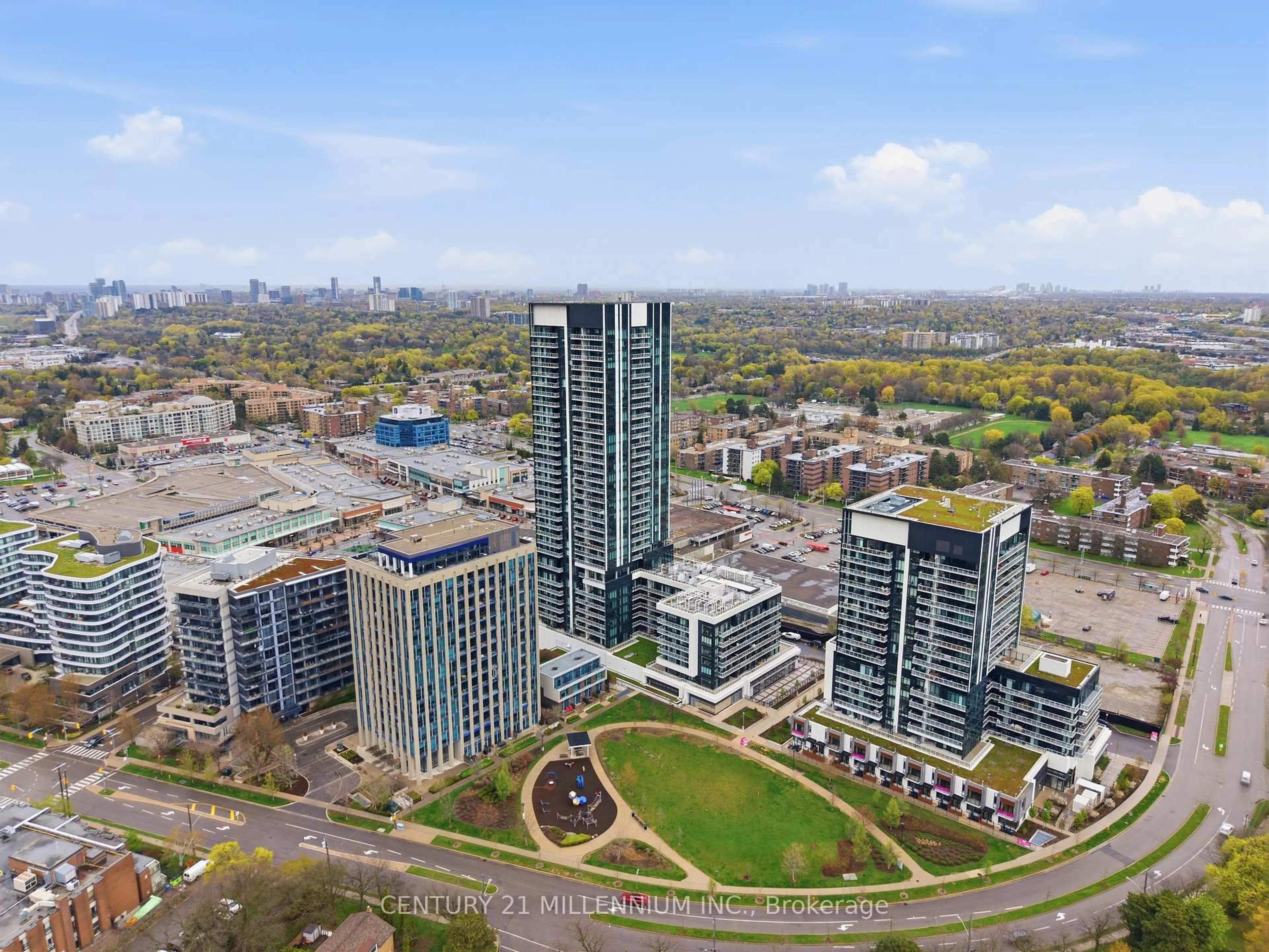 A pic from outside/outdoor area/front of a property/back of a property/a pic from drone, city buildings view from balcony for 50 O'Neill Rd #1603, Toronto Ontario M3C 0R1