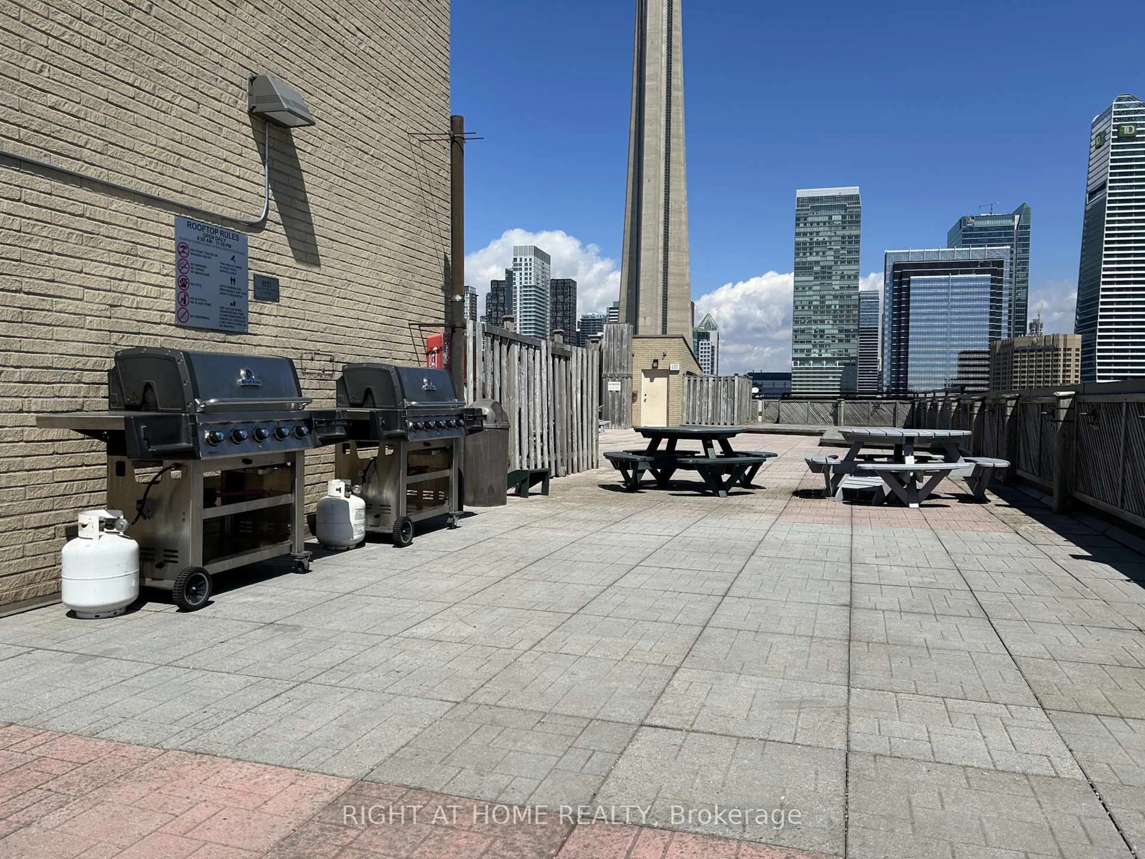 Patio, city buildings view from balcony for 250 Queens Quay #1608, Toronto Ontario M5J 2N2