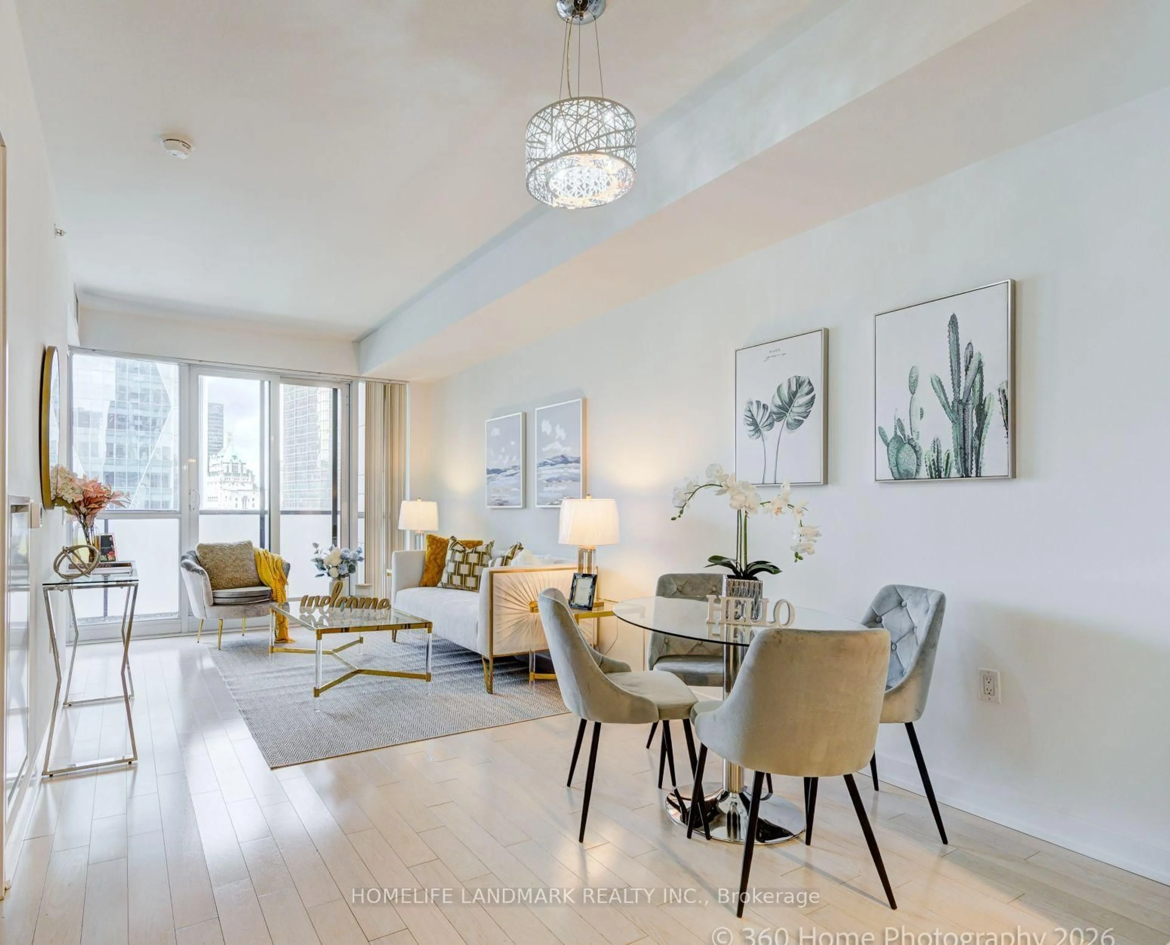 Living room with furniture, wood/laminate floor for 1 The Esplanade #2603, Toronto Ontario M5E 0A8