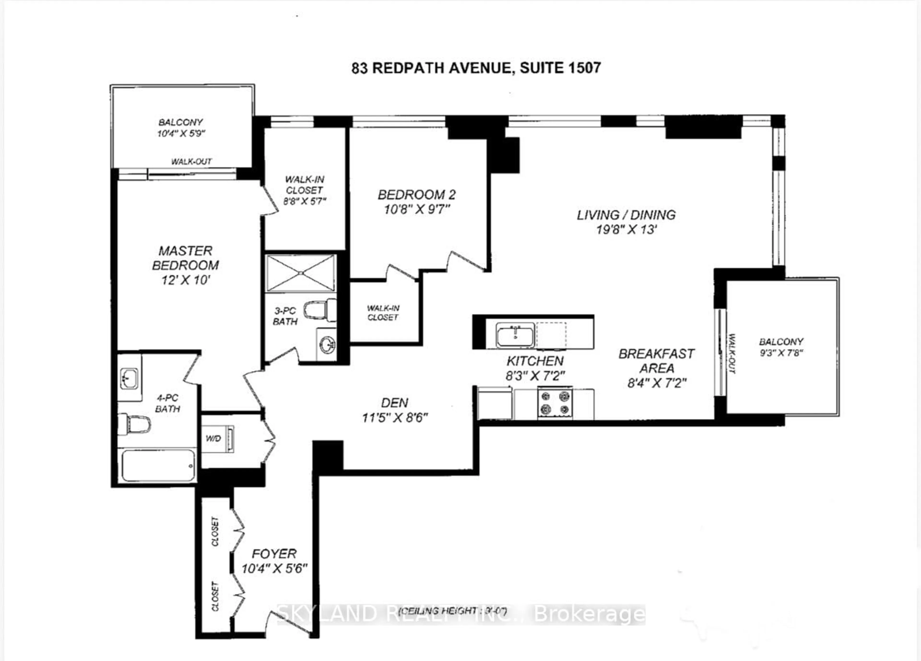 Floor plan for 83 Redpath Ave #1507, Toronto Ontario M4S 0A2