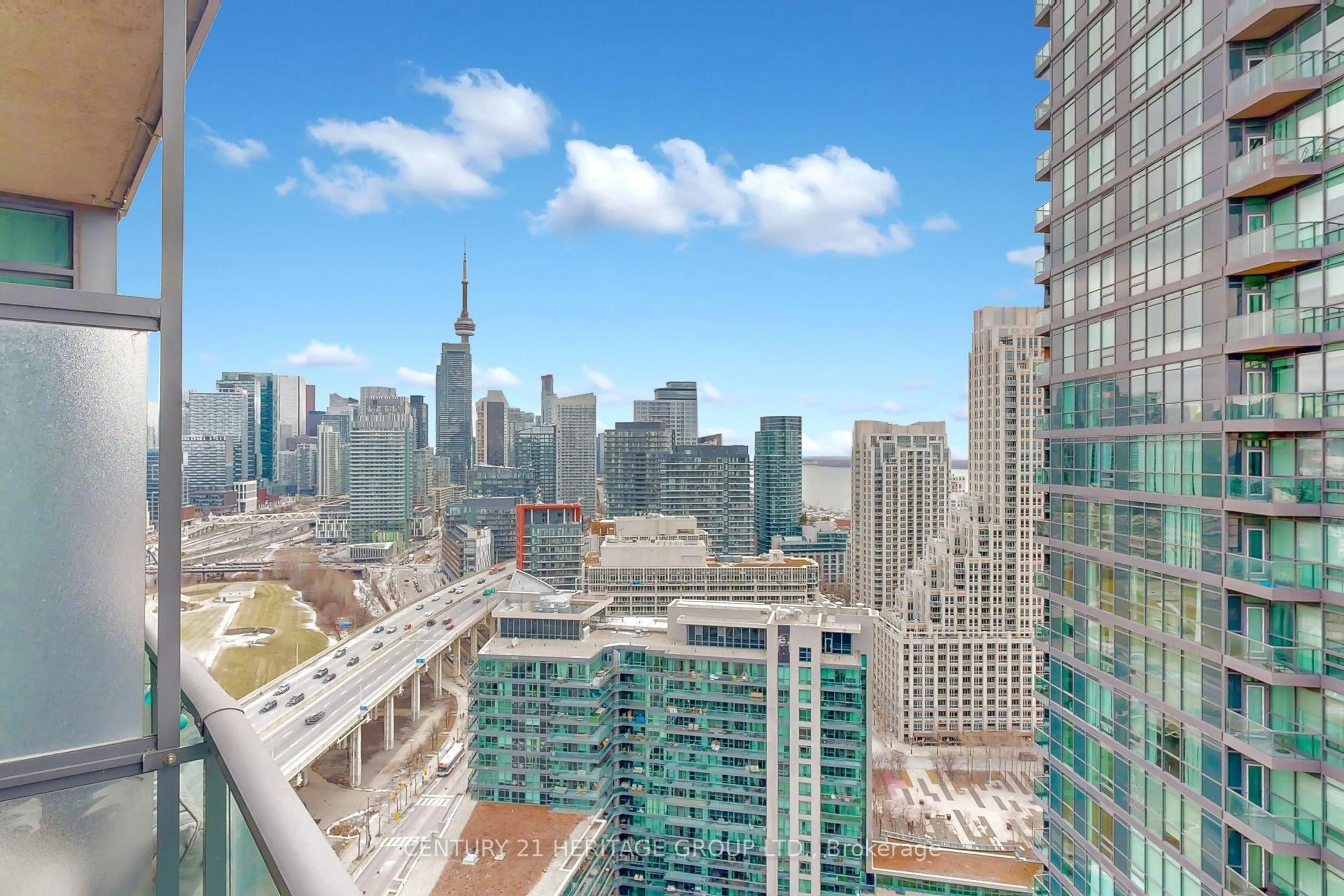 Patio, city buildings view from balcony for 231 Fort York Blvd #2713, Toronto Ontario M5V 1B2