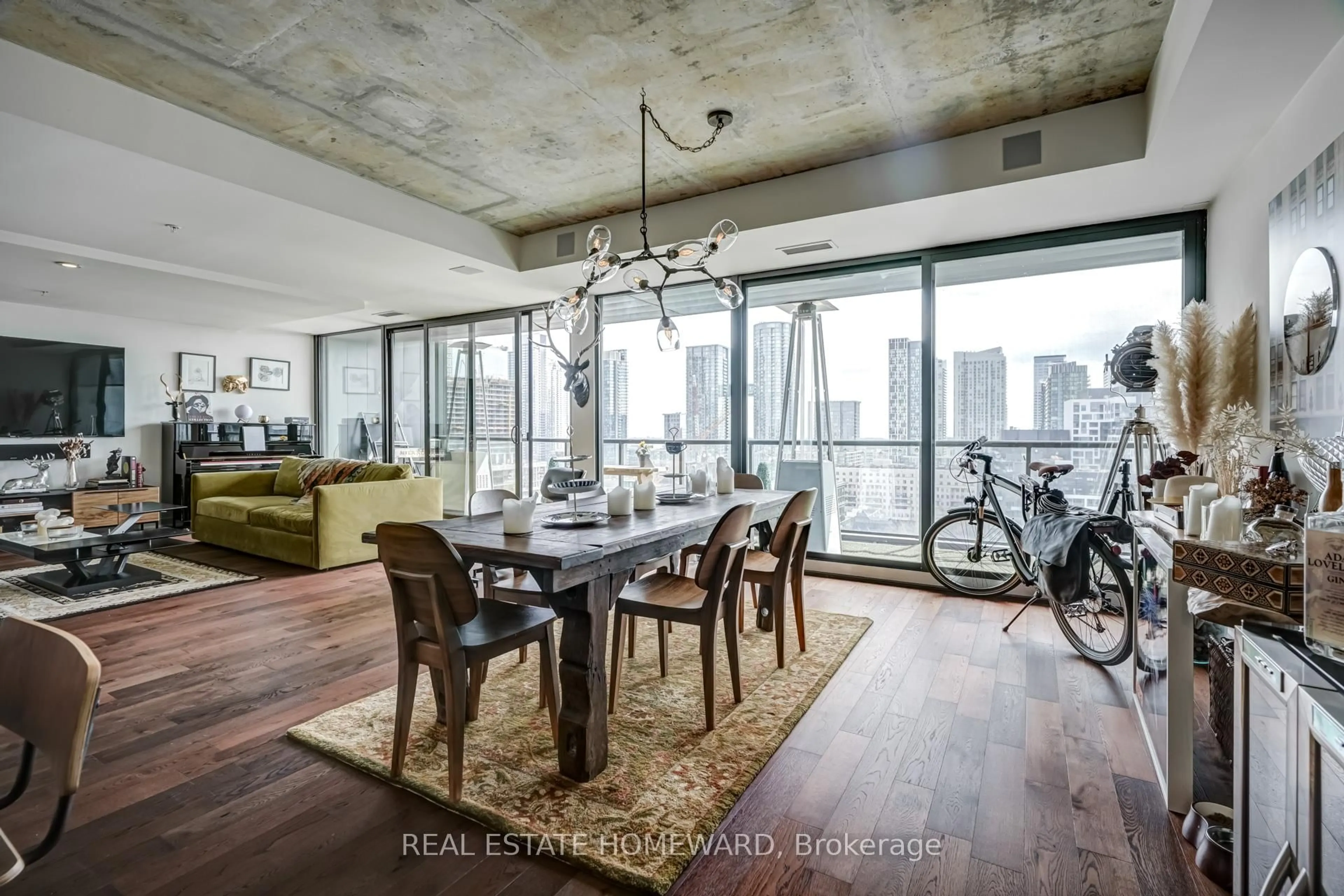 Dining room, cement floor for 629 King St #PH1421, Toronto Ontario M5V 0G9