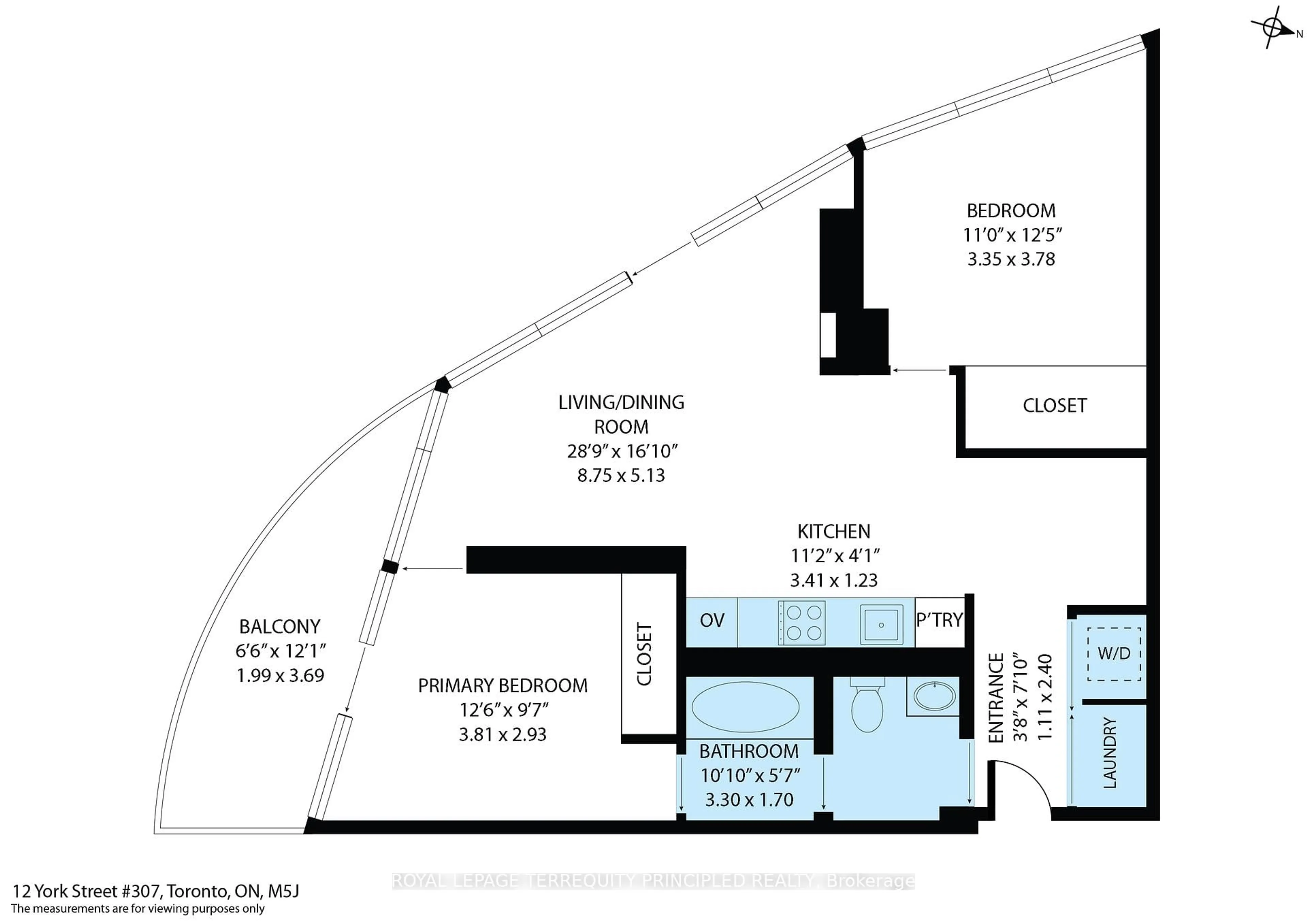 Floor plan for 12 York St #307, Toronto Ontario M5J 0A9