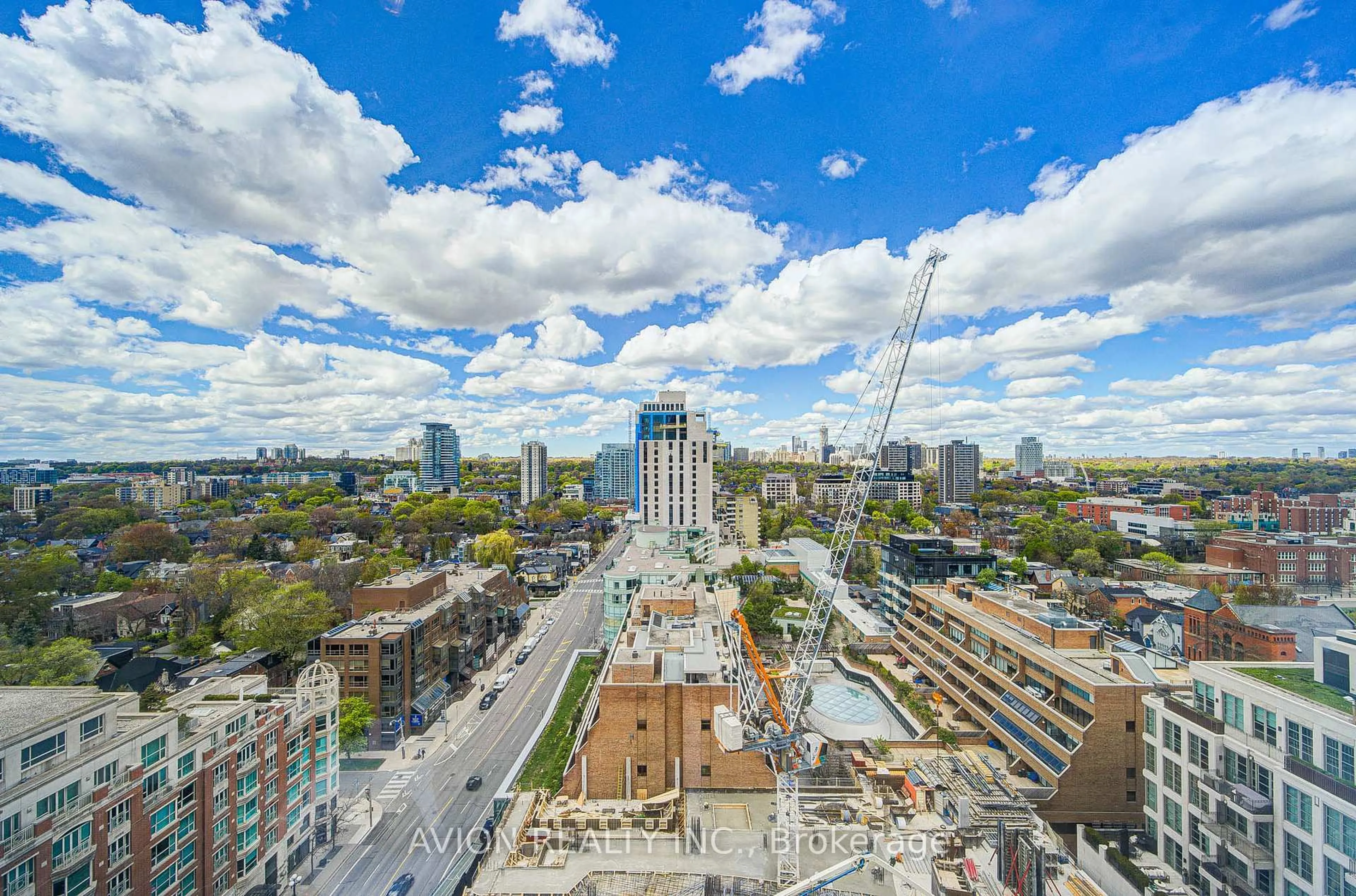 A pic from outside/outdoor area/front of a property/back of a property/a pic from drone, city buildings view from balcony for 155 Yorkville Ave #1920, Toronto Ontario M5R 0B4
