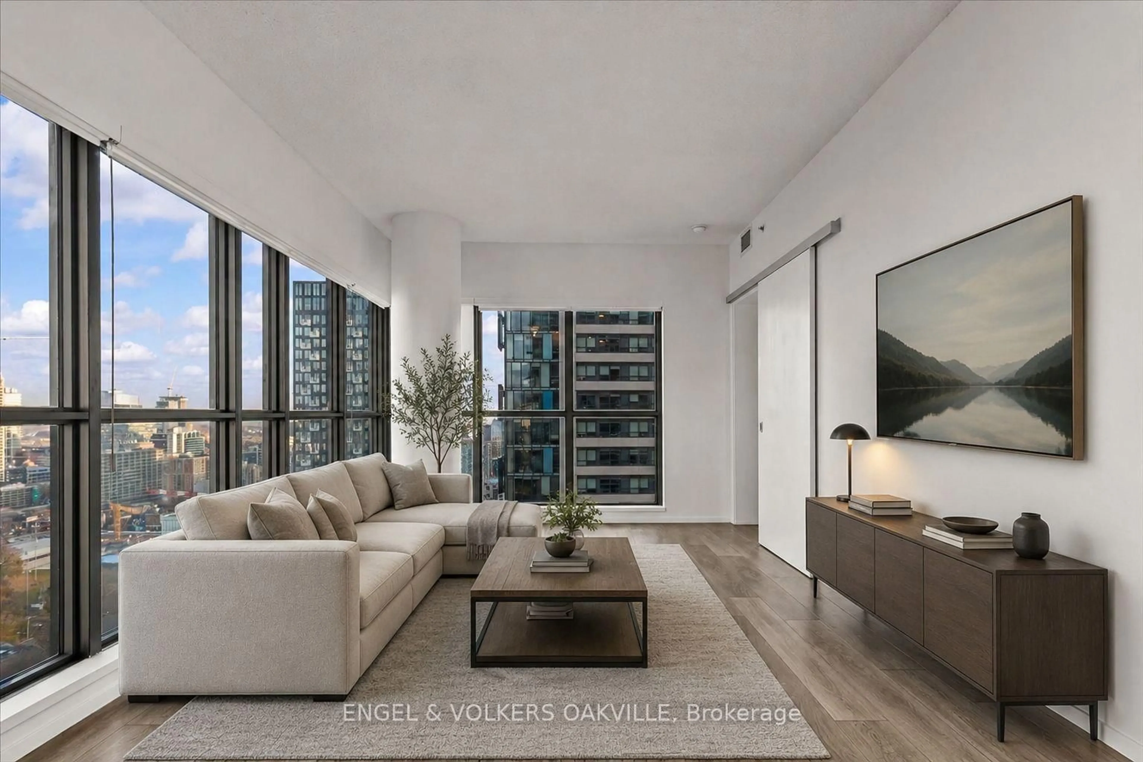 Living room with furniture, unknown for 159 Dundas St #2405, Toronto Ontario M5B 0A9