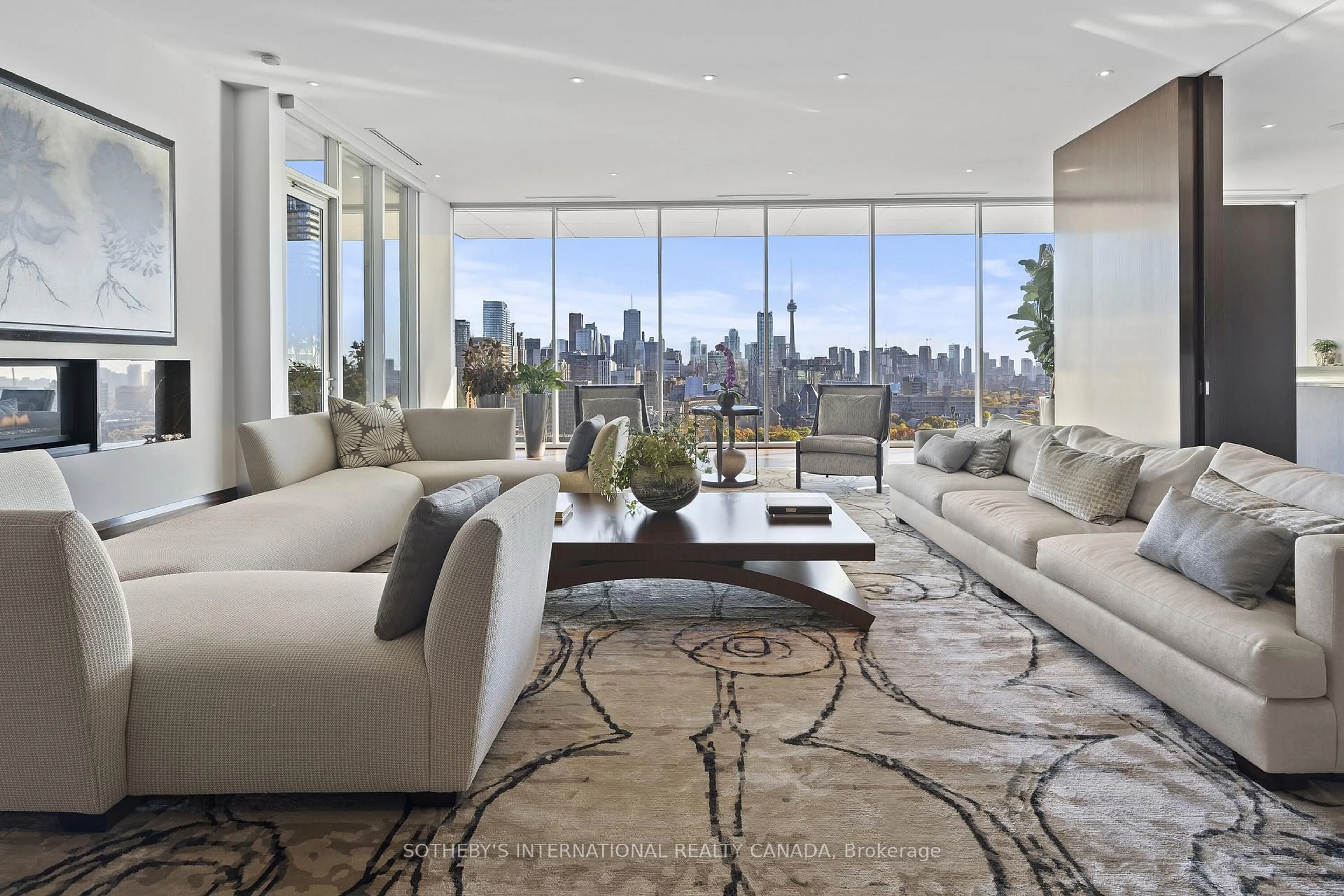 Living room with furniture, carpet floor for 155 Cumberland St #1700, Toronto Ontario M5R 1A2