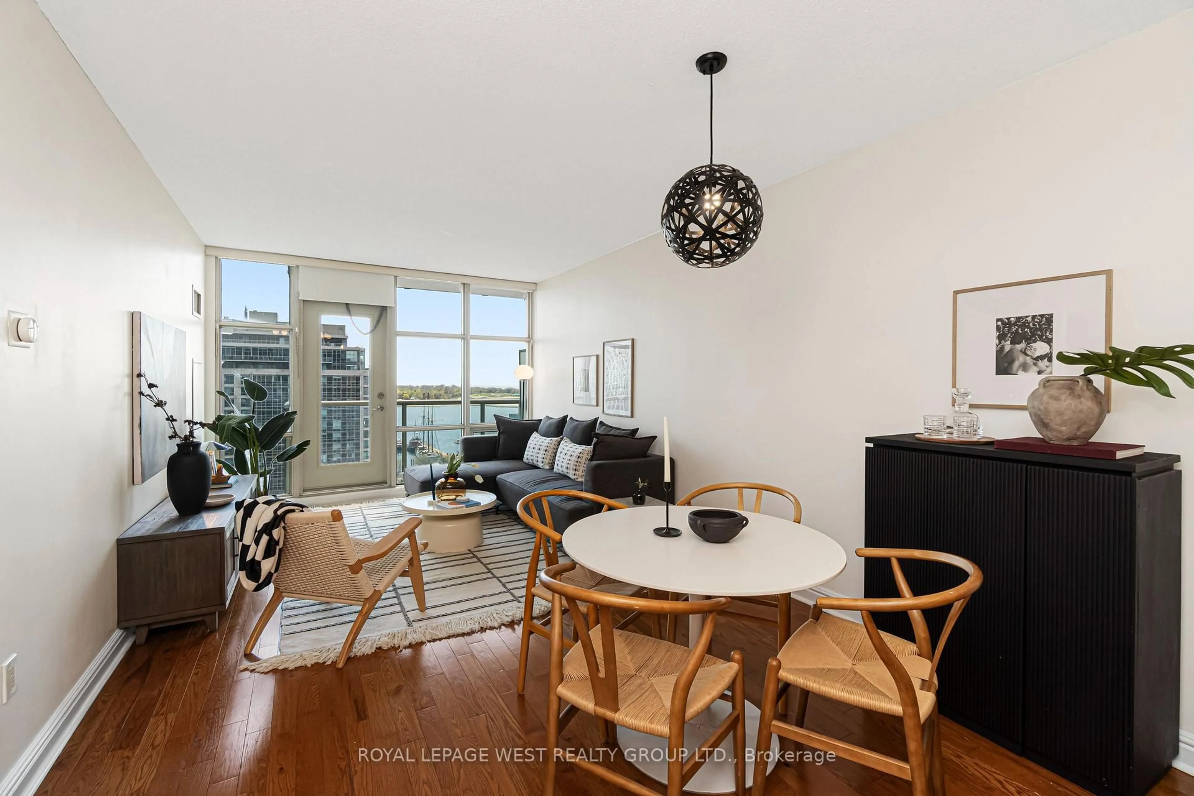 Living room with furniture, wood/laminate floor for 35 Mariner Terr ##1510, Toronto Ontario M5V 3V9