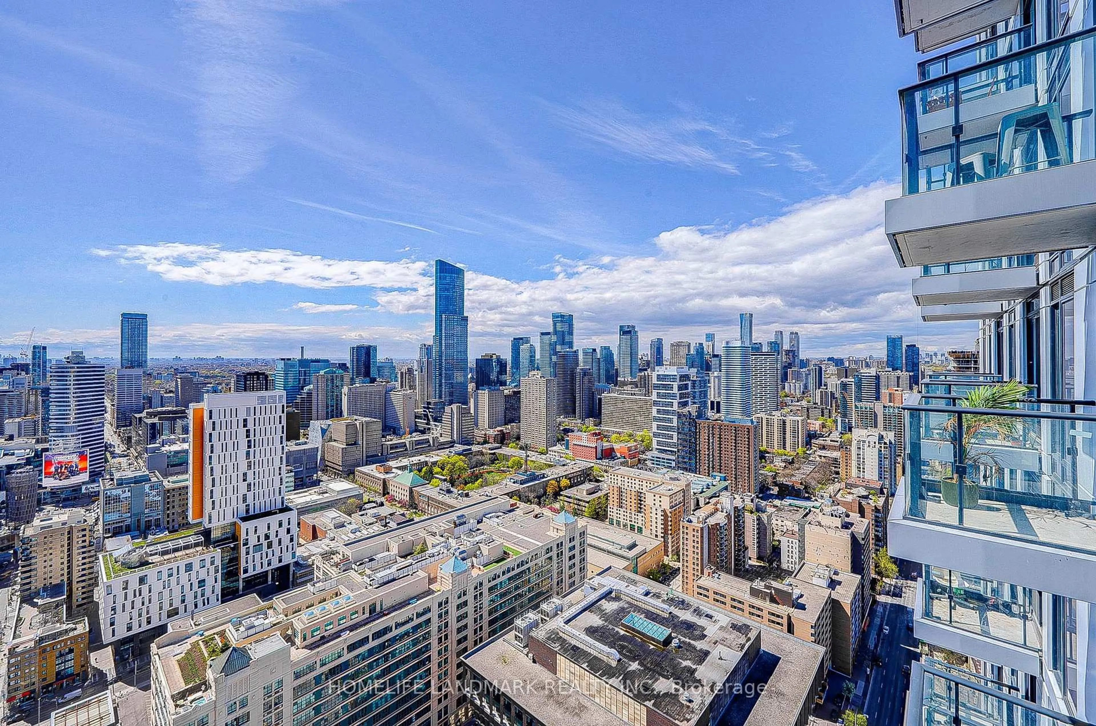 A pic from outside/outdoor area/front of a property/back of a property/a pic from drone, city buildings view from balcony for 251 Jarvis St #4307, Toronto Ontario M5B 0C3