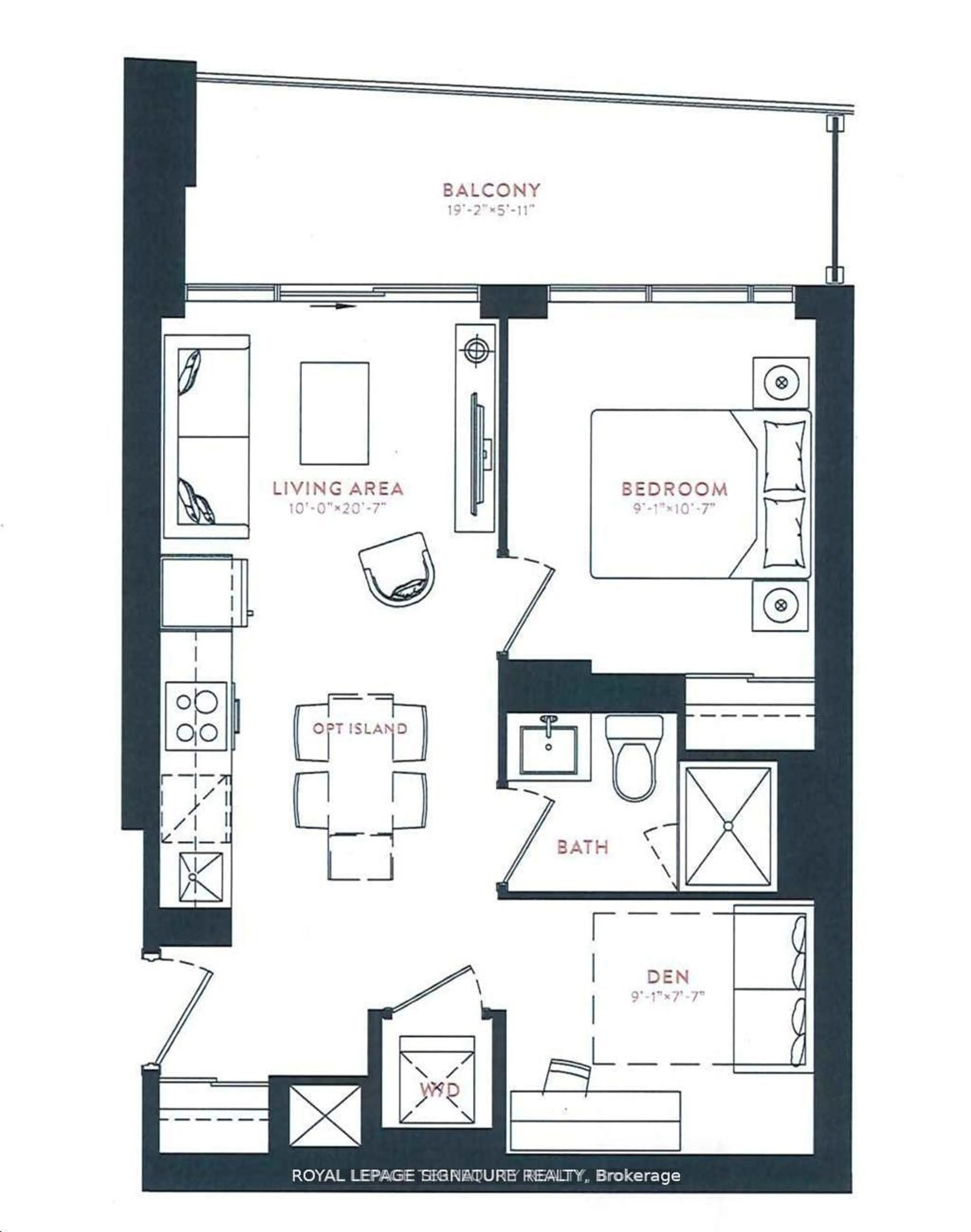 Floor plan for 5 Defries St #2213, Toronto Ontario M5A 0W7