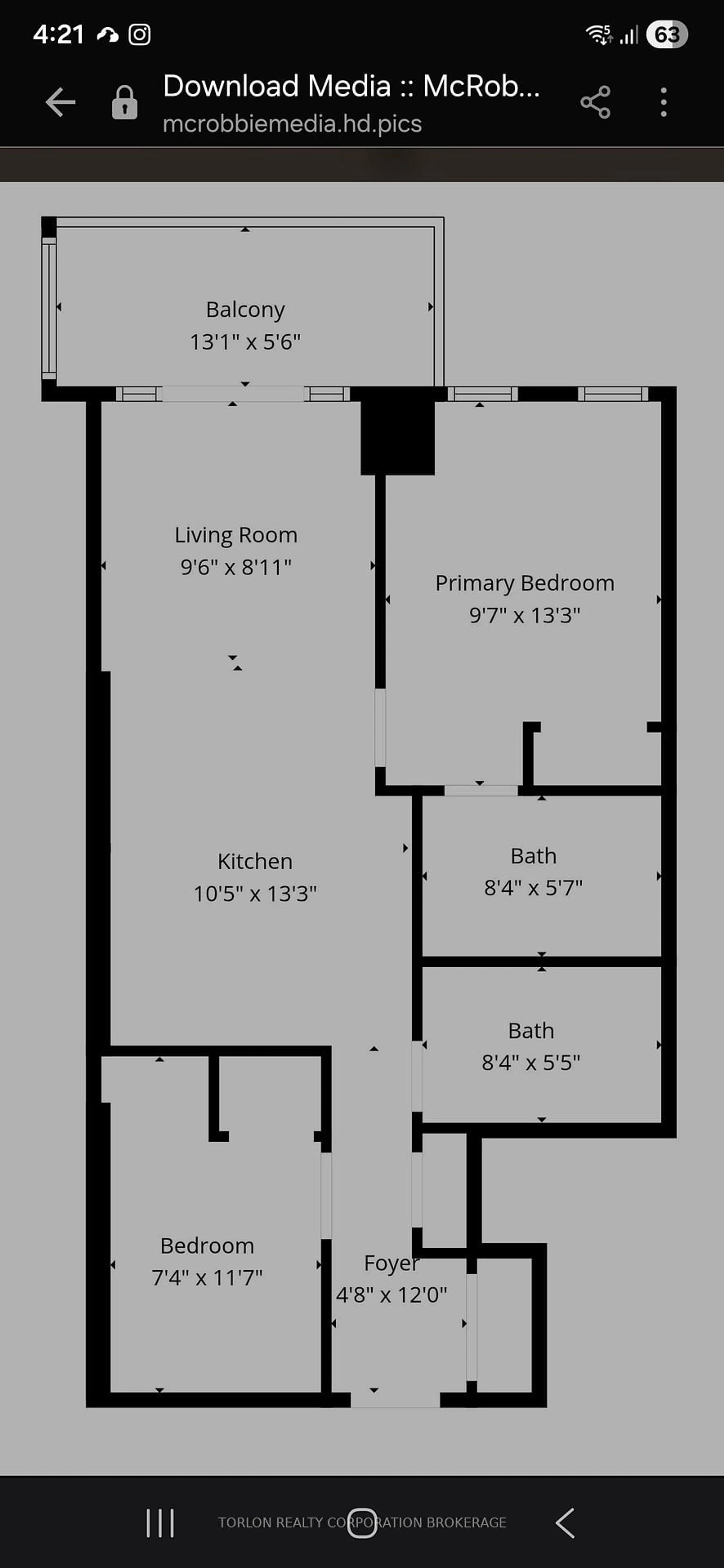 Floor plan for 525 Adelaide St #1632, Toronto Ontario M5V 0N7