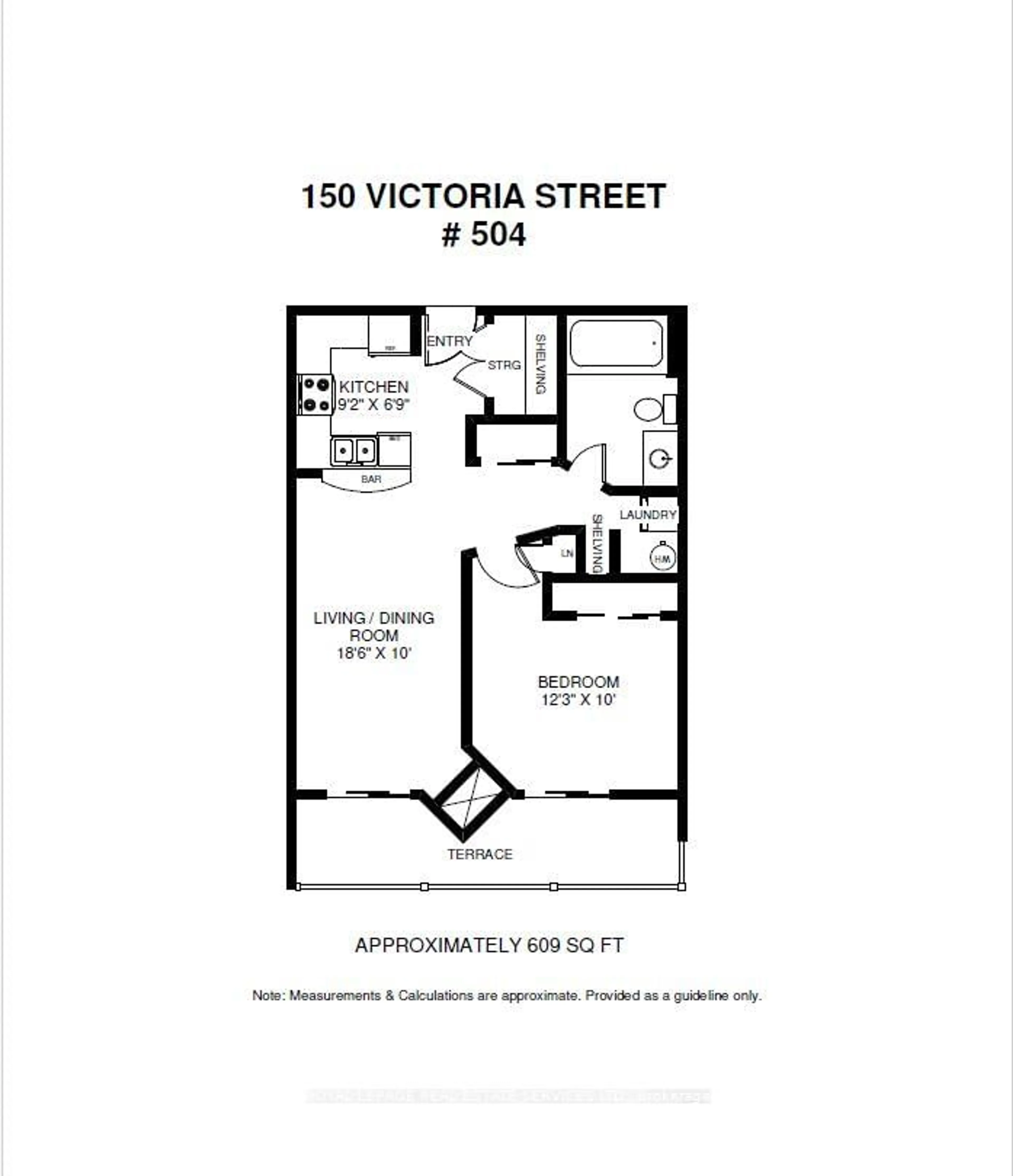 Floor plan for 105 Victoria St #504, Toronto Ontario M5C 3B4