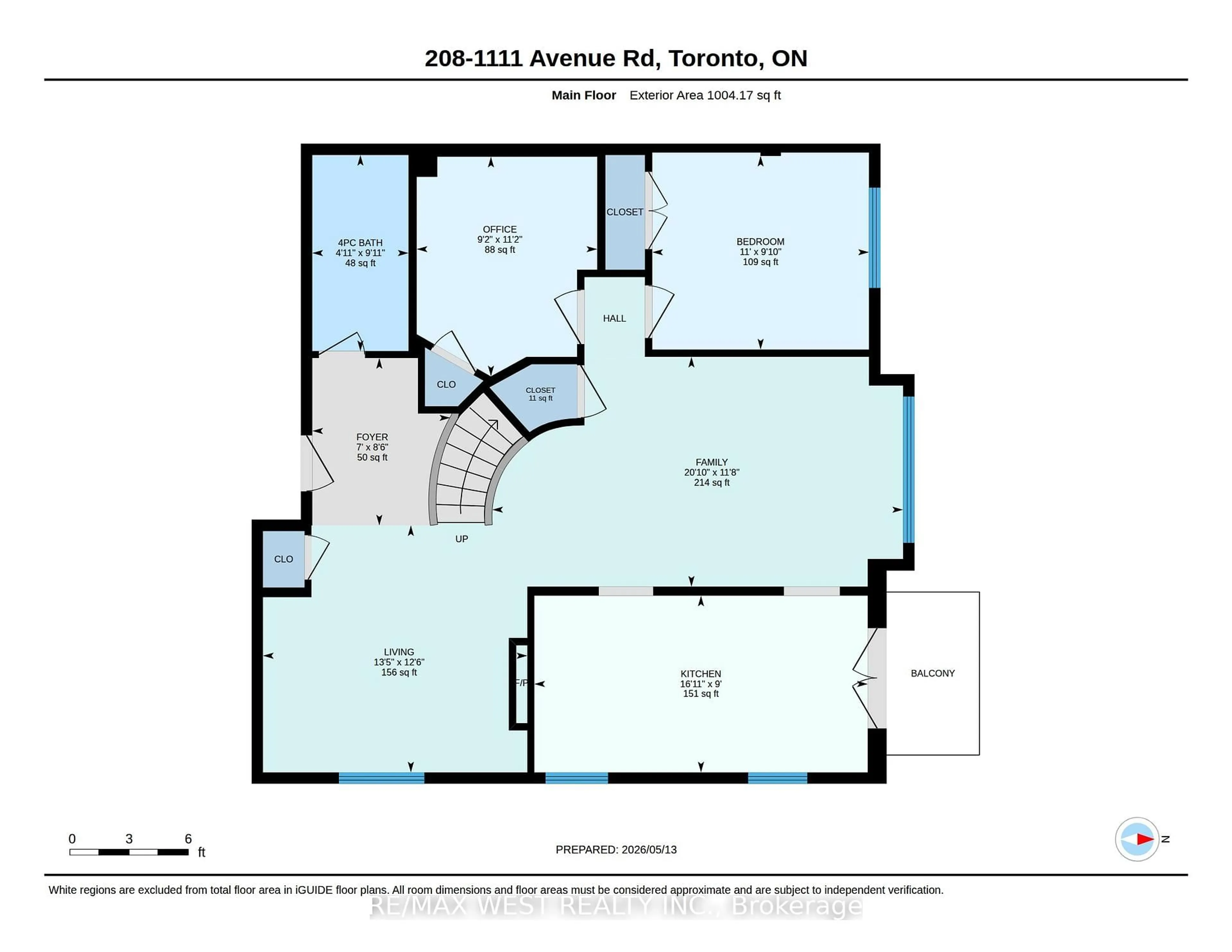 Floor plan for 1111 Avenue Rd #208, Toronto Ontario M5N 3B2