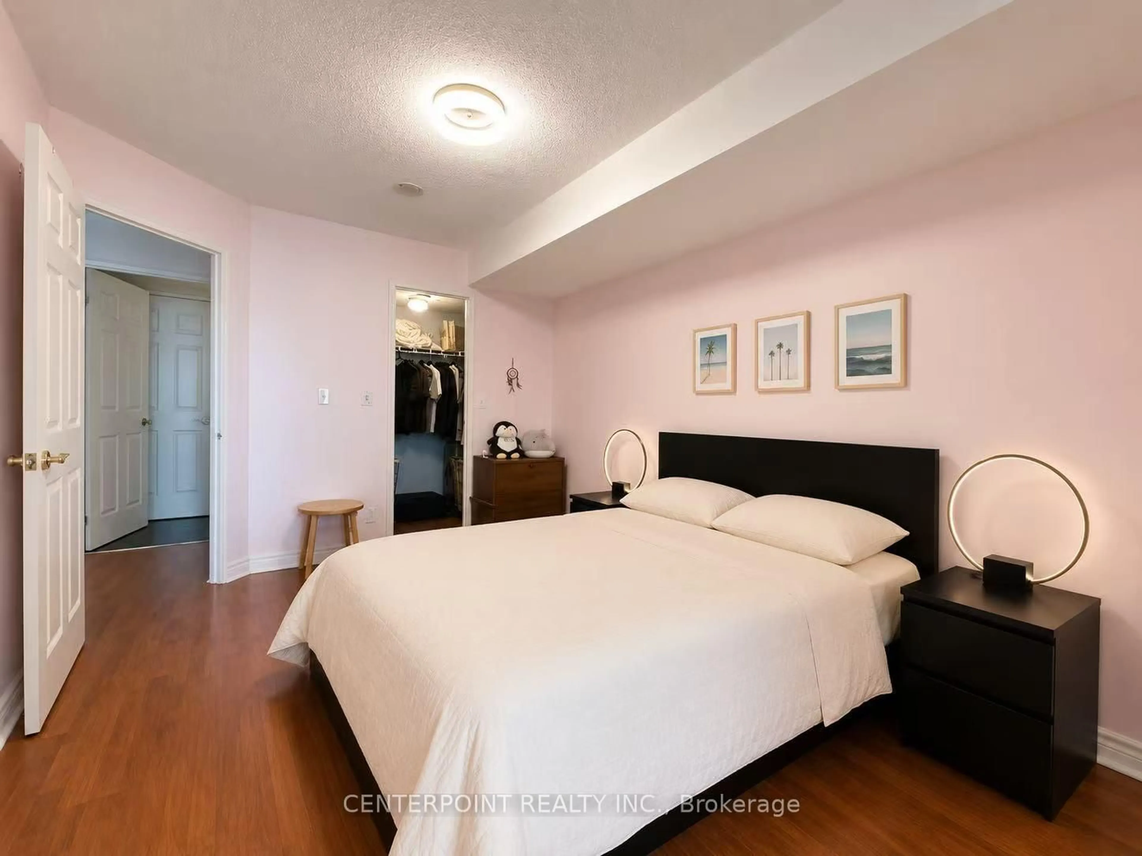 Bedroom with bed, wood/laminate floor for 23 Hollywood Ave #2001, Toronto Ontario M2N 7L8