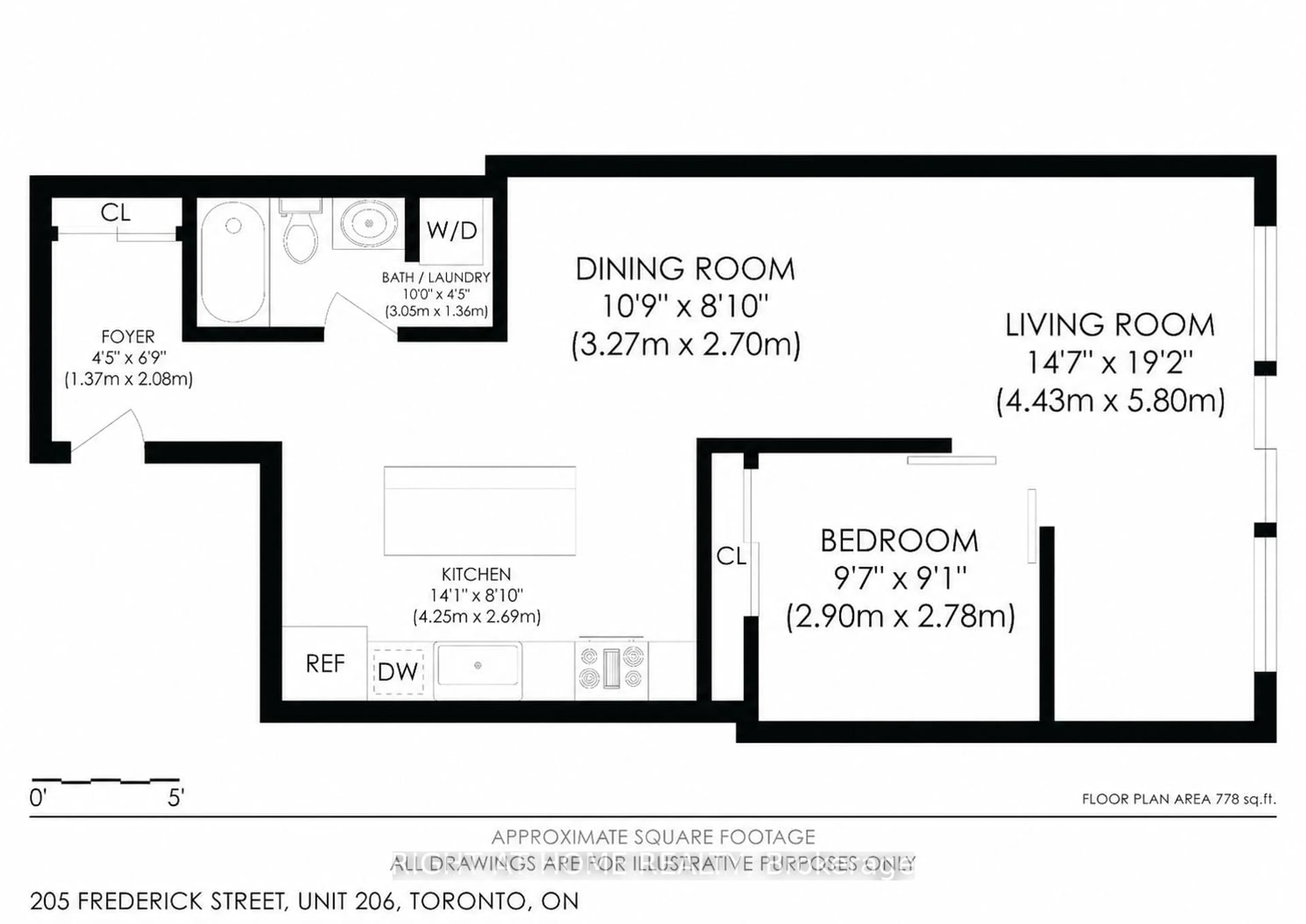 Floor plan for 205 Frederick St #206, Toronto Ontario M5A 4V3