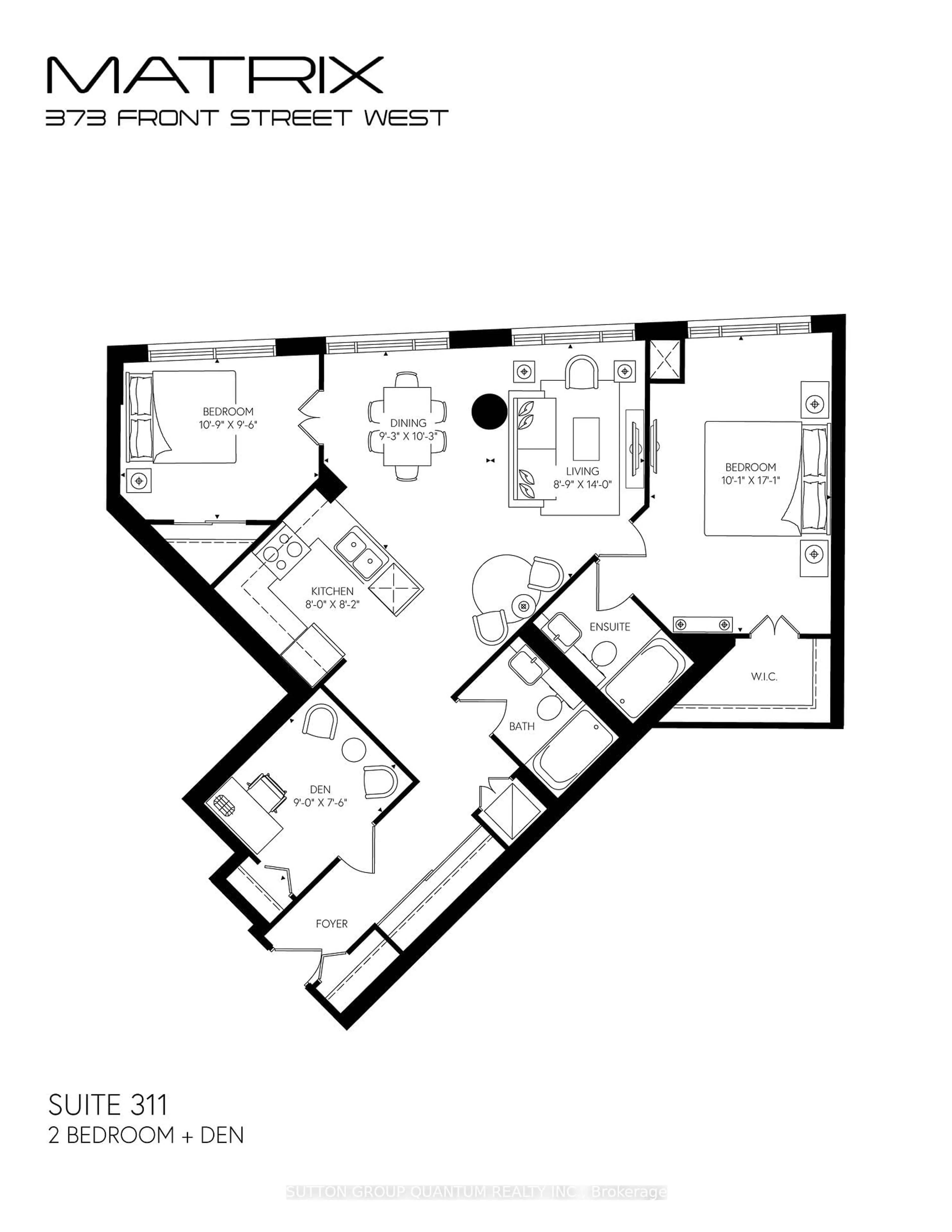 Floor plan for 373 Front St #311, Toronto Ontario M5V 3R7