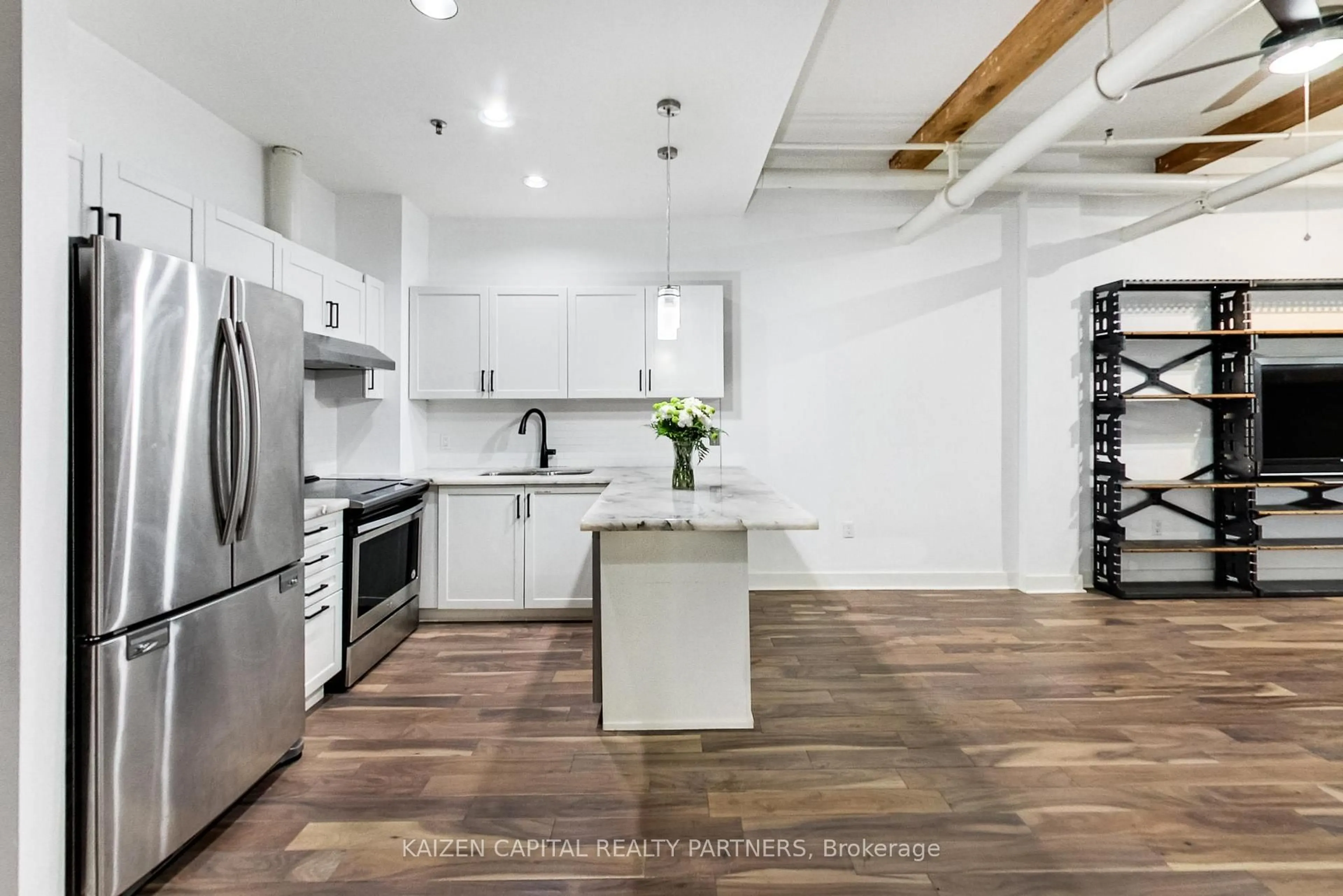 Open concept kitchen, ceramic/tile floor for 90 Sherbourne St #103, Toronto Ontario M5A 2R1