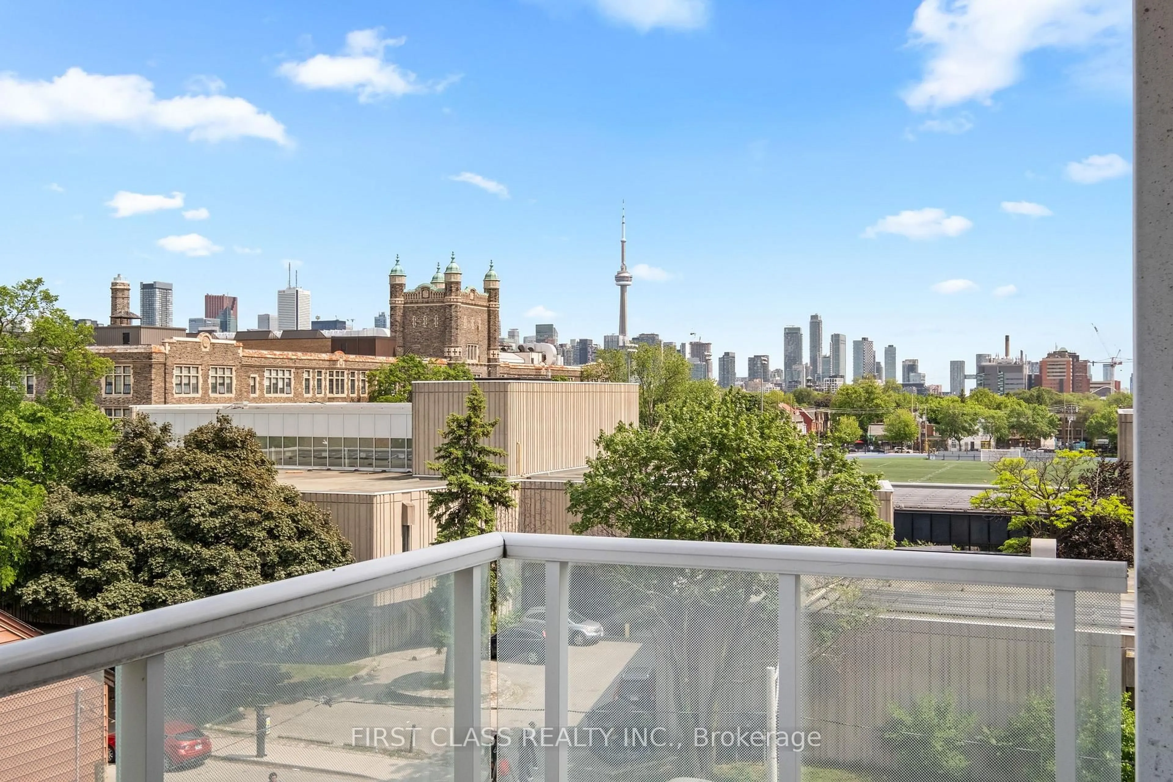Balcony in the apartment, city buildings view from balcony for 783 Bathurst St #413, Toronto Ontario M5S 0A8
