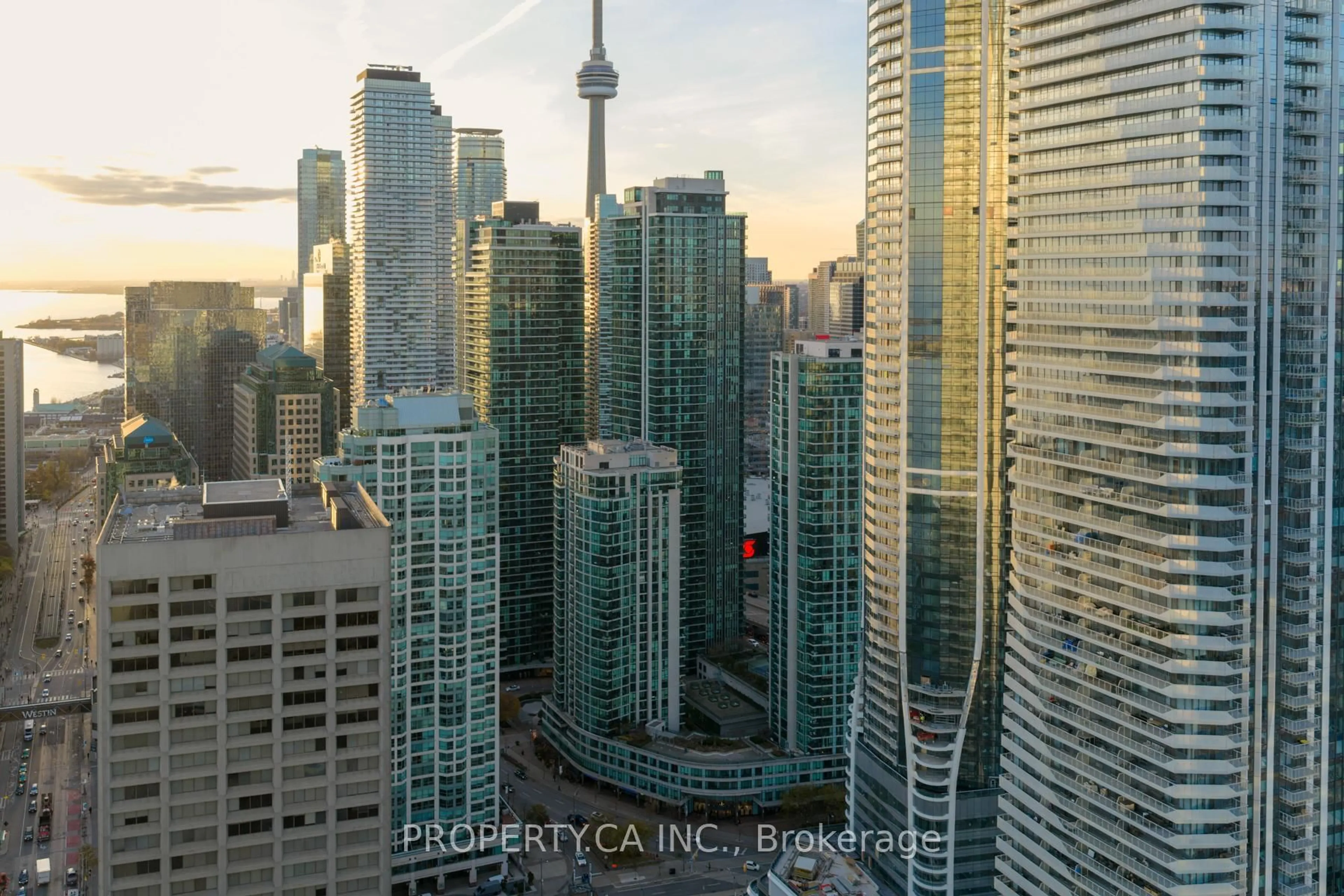 A pic from outside/outdoor area/front of a property/back of a property/a pic from drone, city buildings view from balcony for 12 Yonge St #2903, Toronto Ontario M5E 1Z9