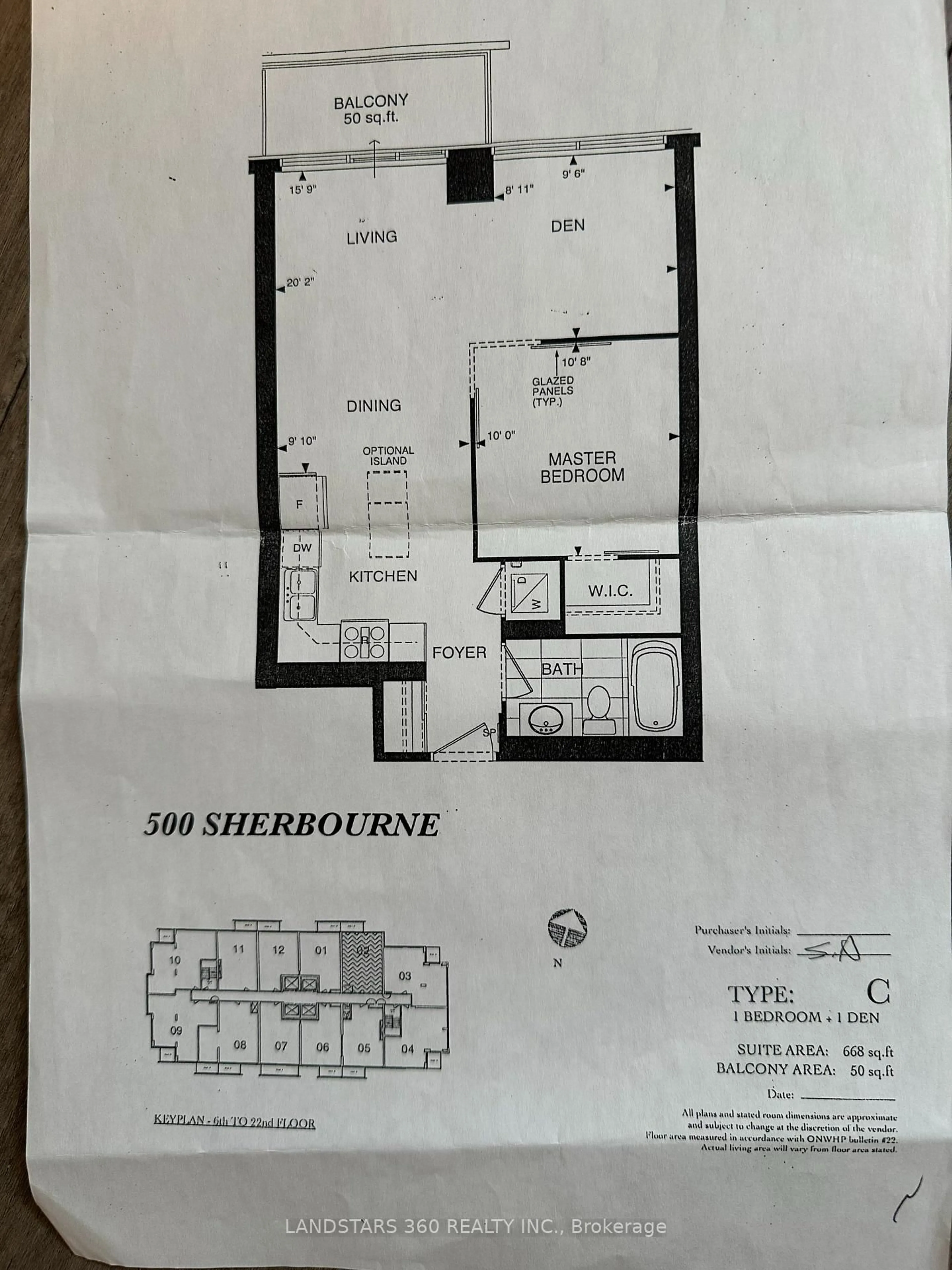 Floor plan for 500 Sherbourne St #1702, Toronto Ontario M4X 1L1