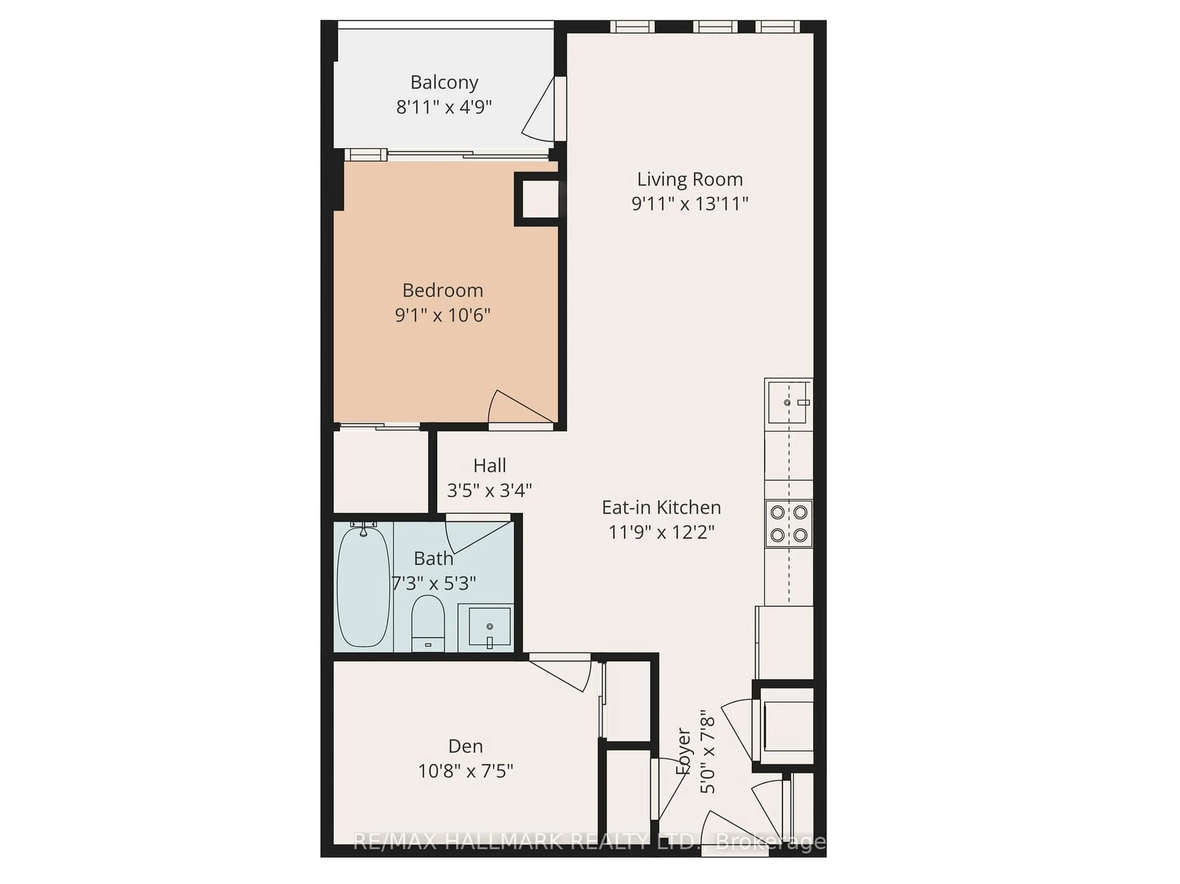 Floor plan for 400 Adelaide St #819, Toronto Ontario M5A 4S3