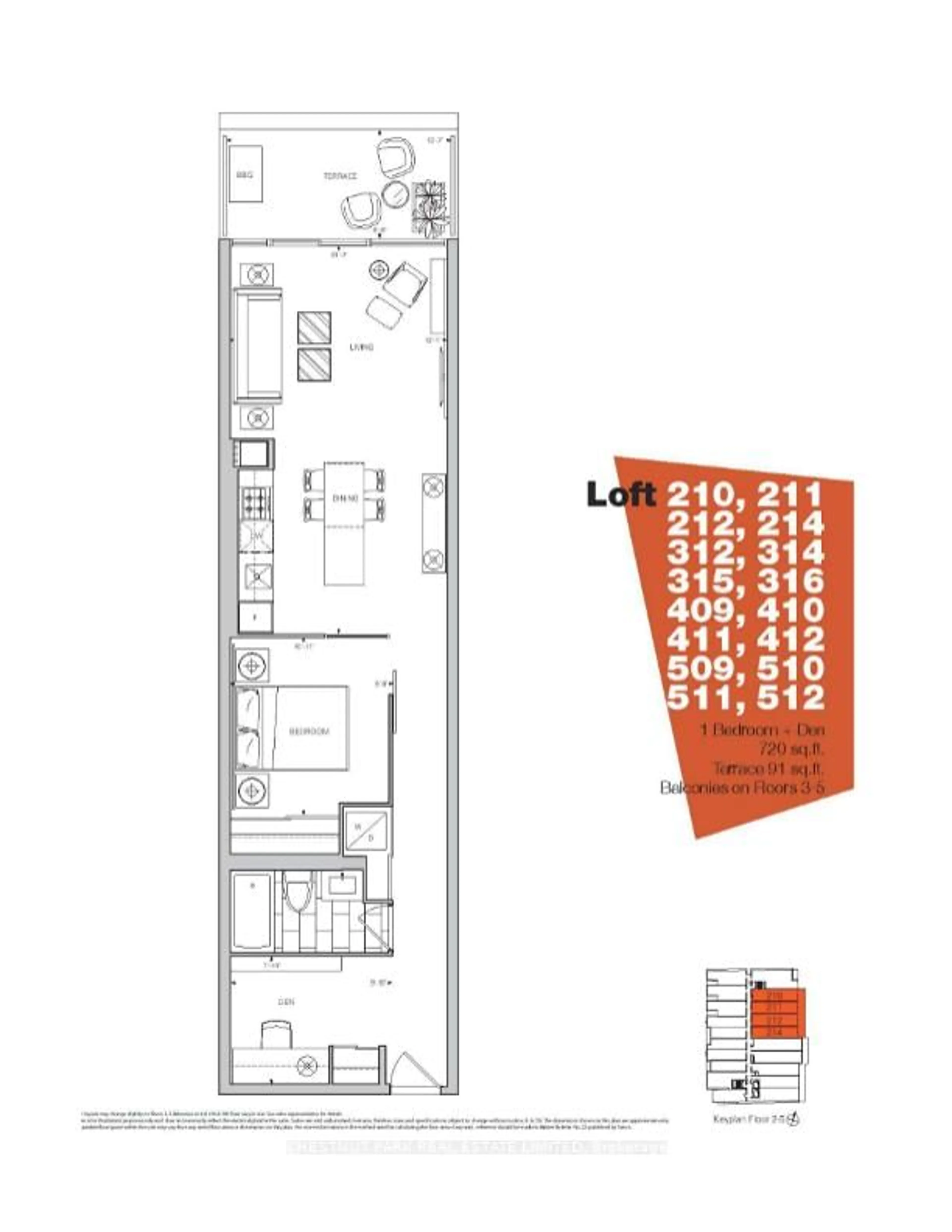 Floor plan for 109 Ossington Ave #509, Toronto Ontario M6J 2Z2