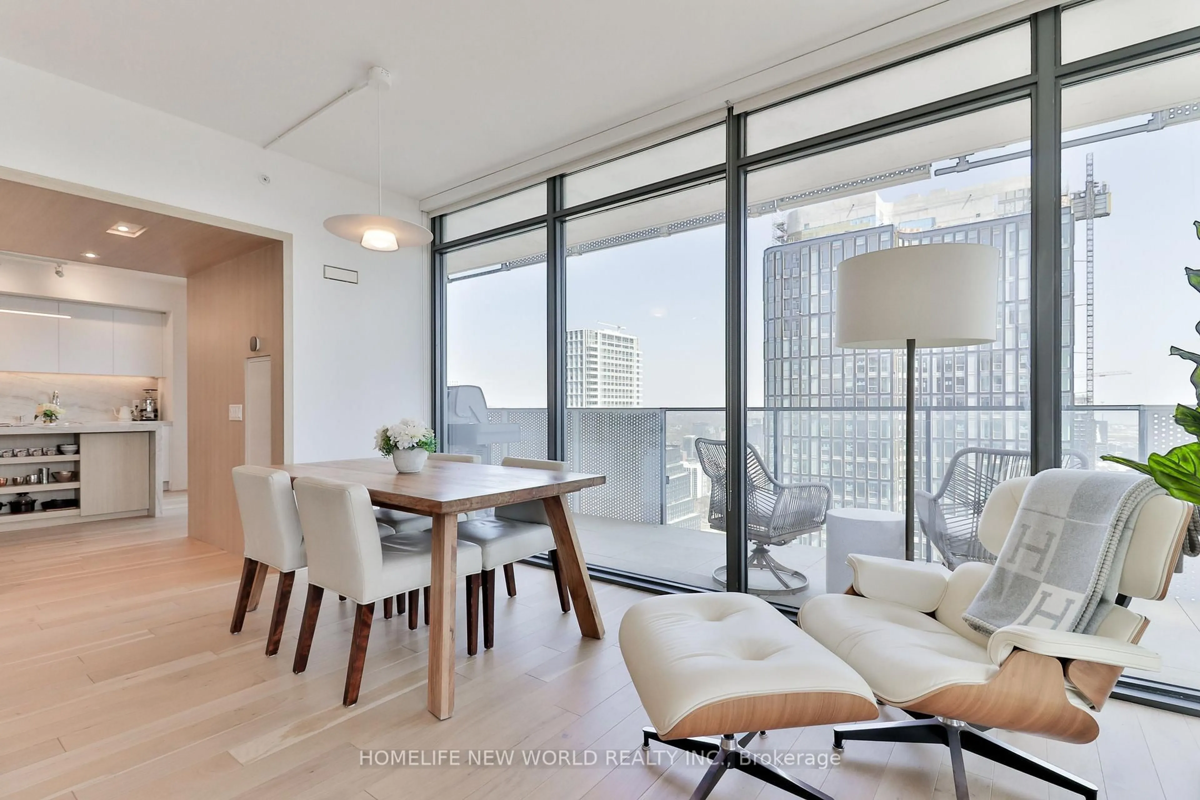 Living room with furniture, wood/laminate floor for 20 Lombard St #4202, Toronto Ontario M5C 0A7