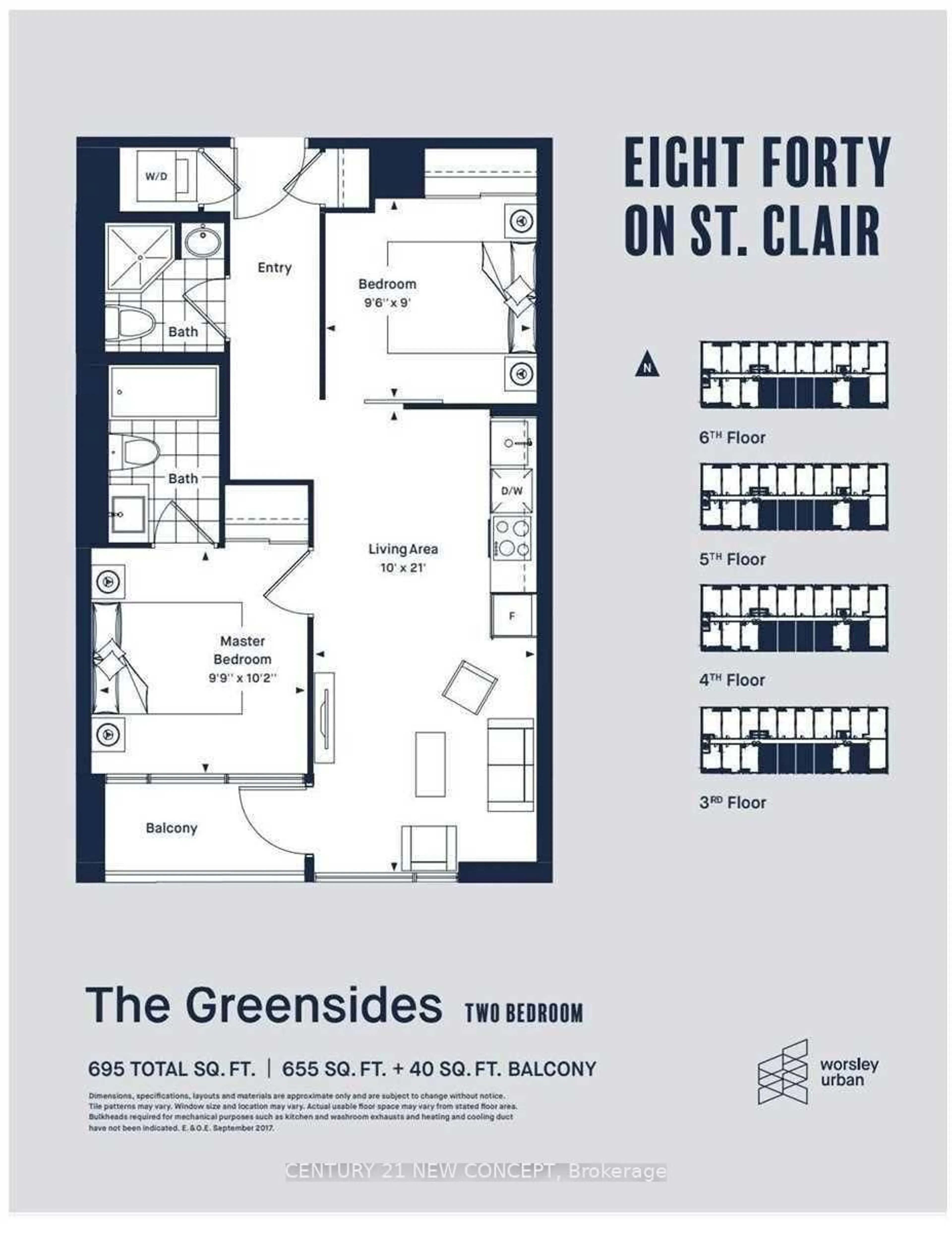 Floor plan for 840 St Clair Ave #409, Toronto Ontario M6C 0A4